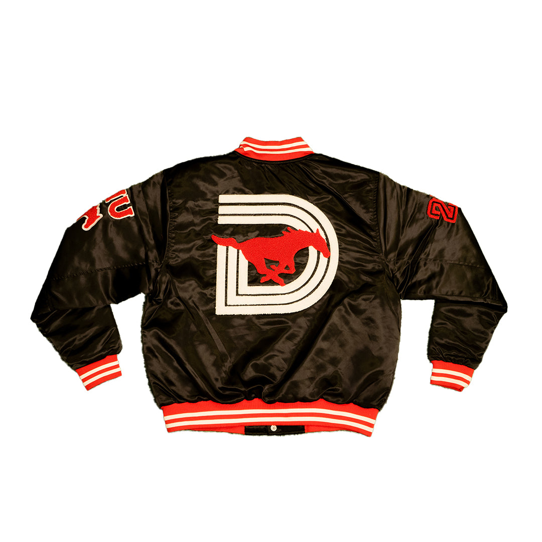 Smu/ YK1K SATIN VARSITY JACKET BLACK 3.0