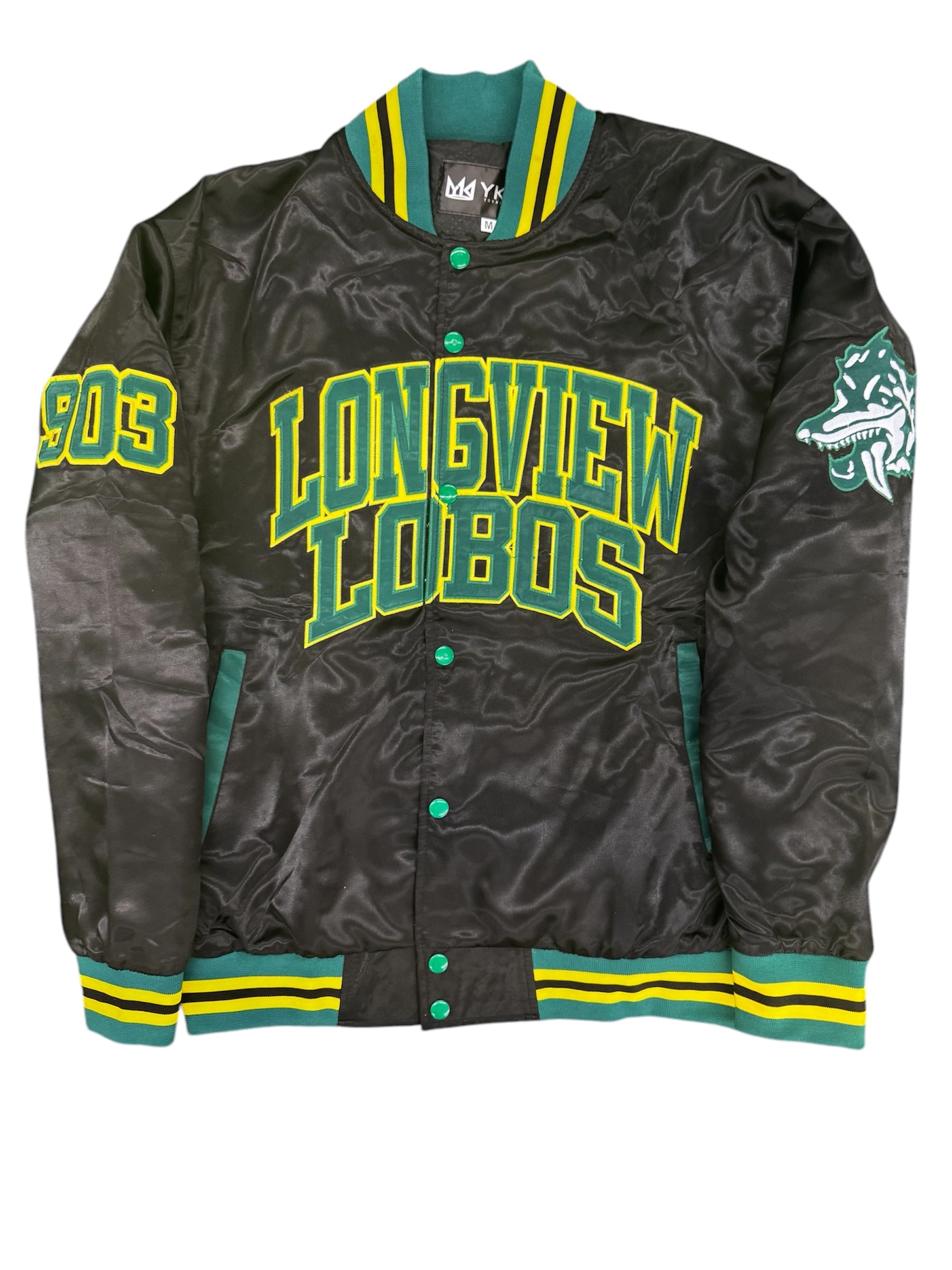 LONGVIEW LOBOS YK1K SATIN VARSITY JACKET