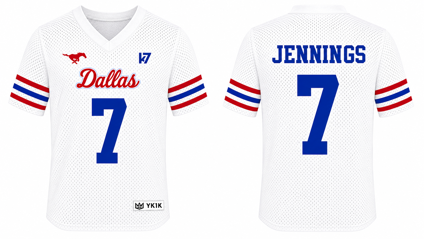 Kevin Jennings K7 × YK1K Officially Licensed SMU White Jersey (PRE-ORDER)