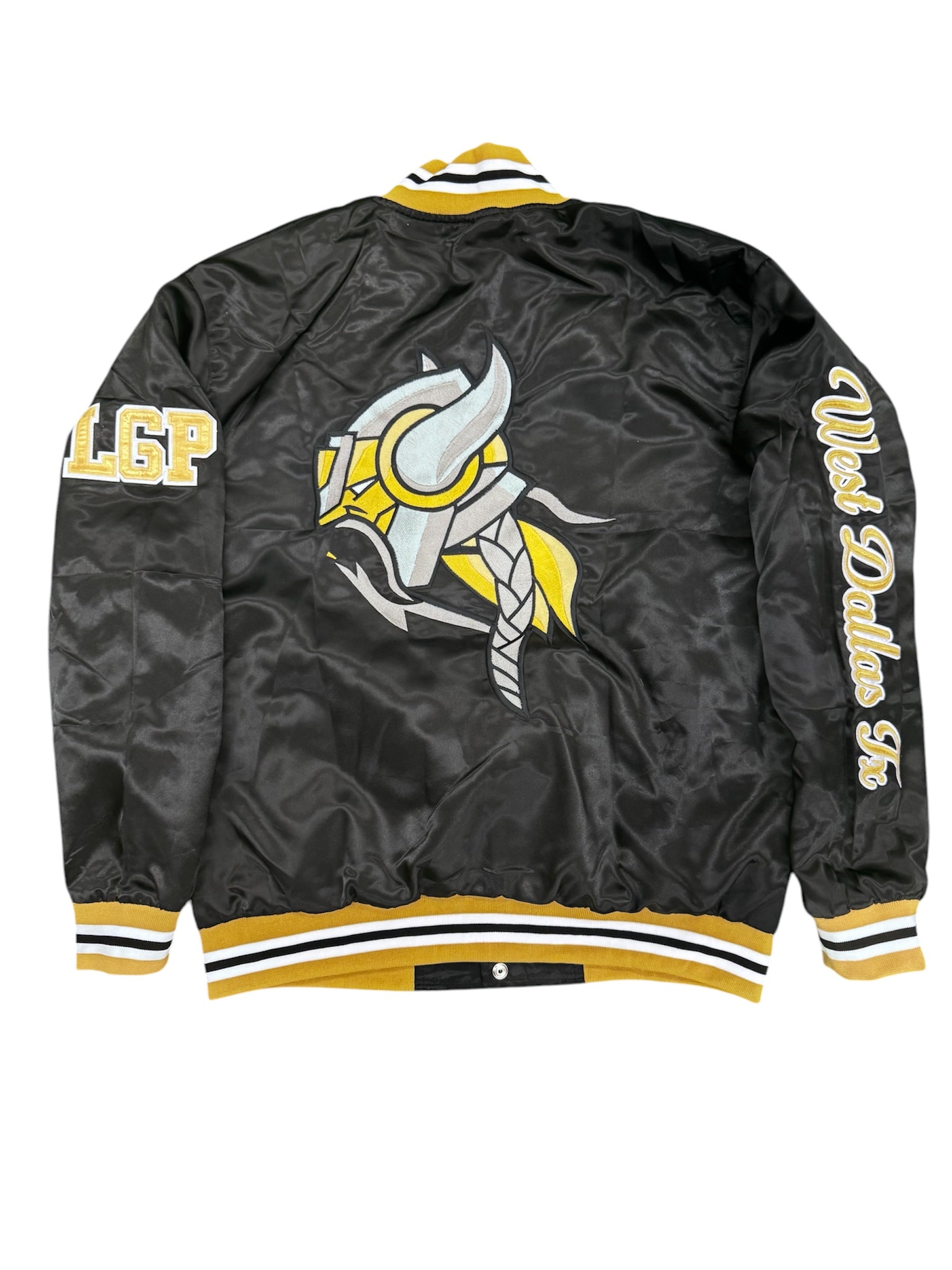 L.G PINKSTON VIKINGS YK1K SATIN VARSITY JACKET