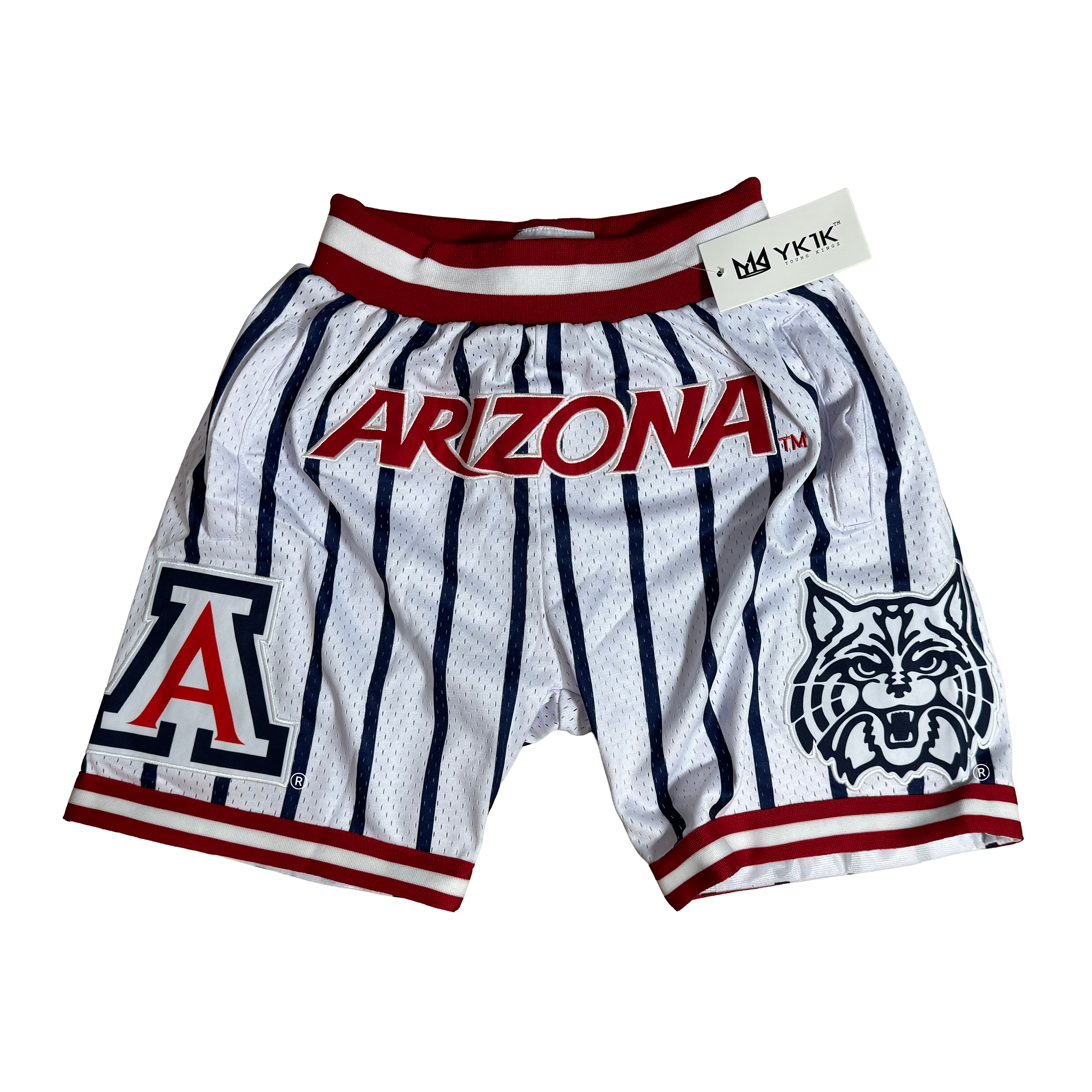 UNIVERSITY OF ARIZONA BASKETBALL SHORTS WHITE NAVY PINSTRIPE