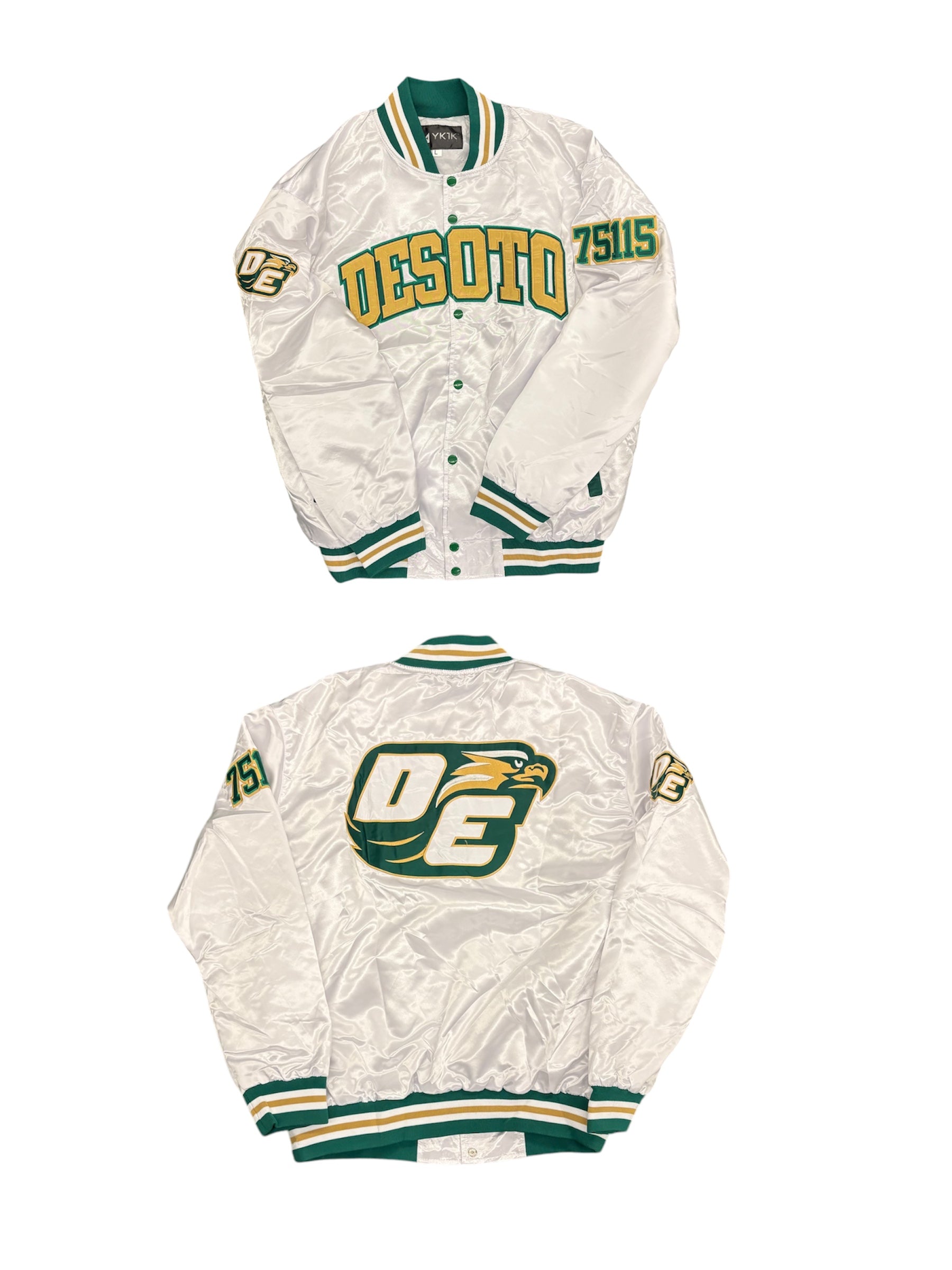 DESOTO YK1K SATIN VARSITY JACKET White