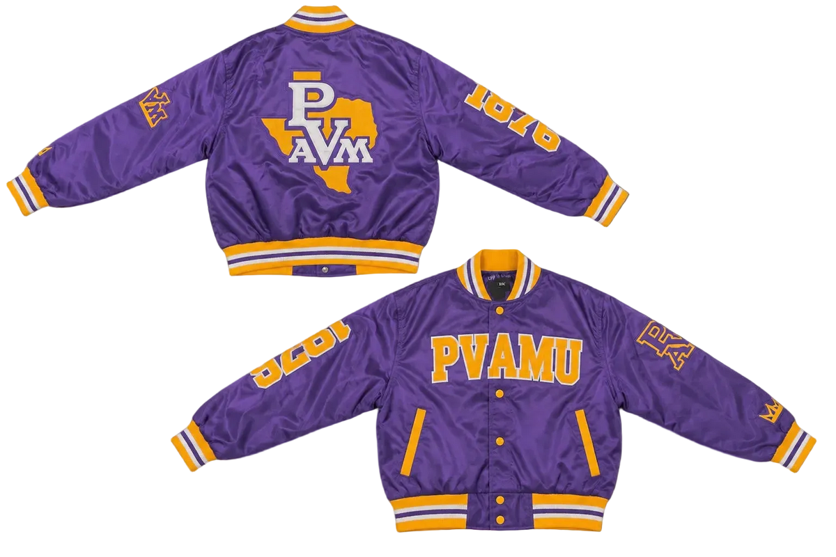 PVAMU YK1K SATIN VARSITY JACKET Purple