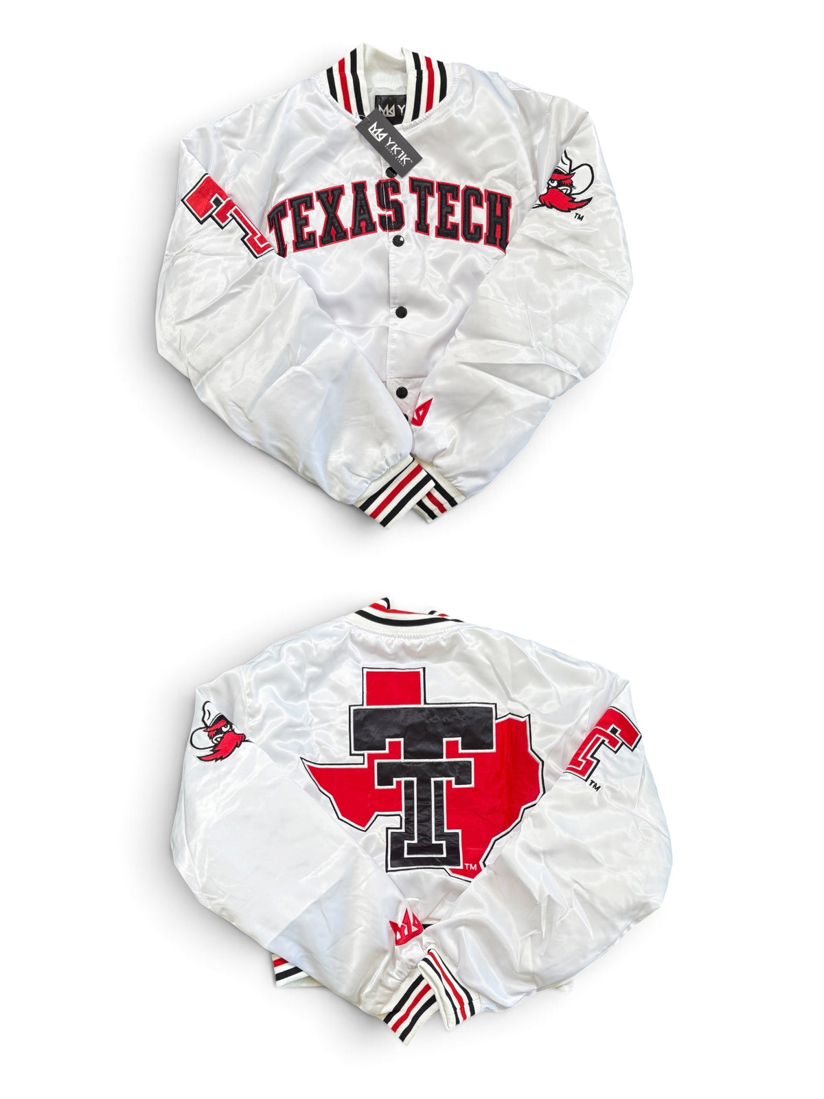 TEXAS TECH VARSITY JACKET LADY CROPPED WHITE