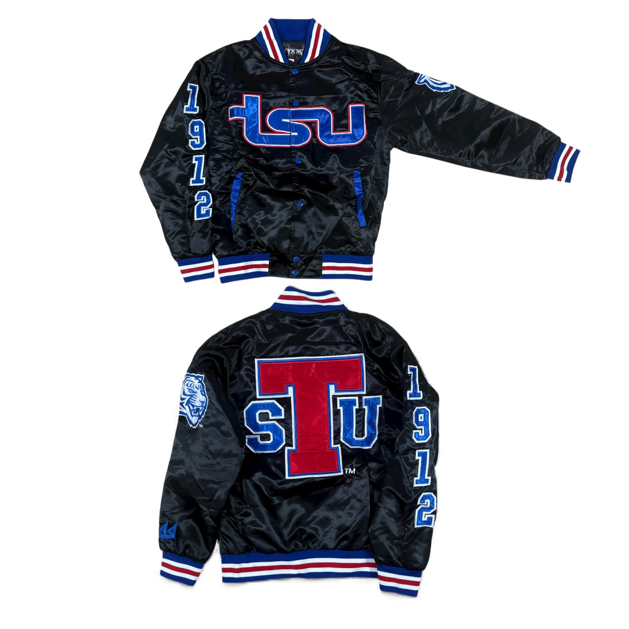 TSU/YK1K SATIN VARSITY JACKET BLACK
