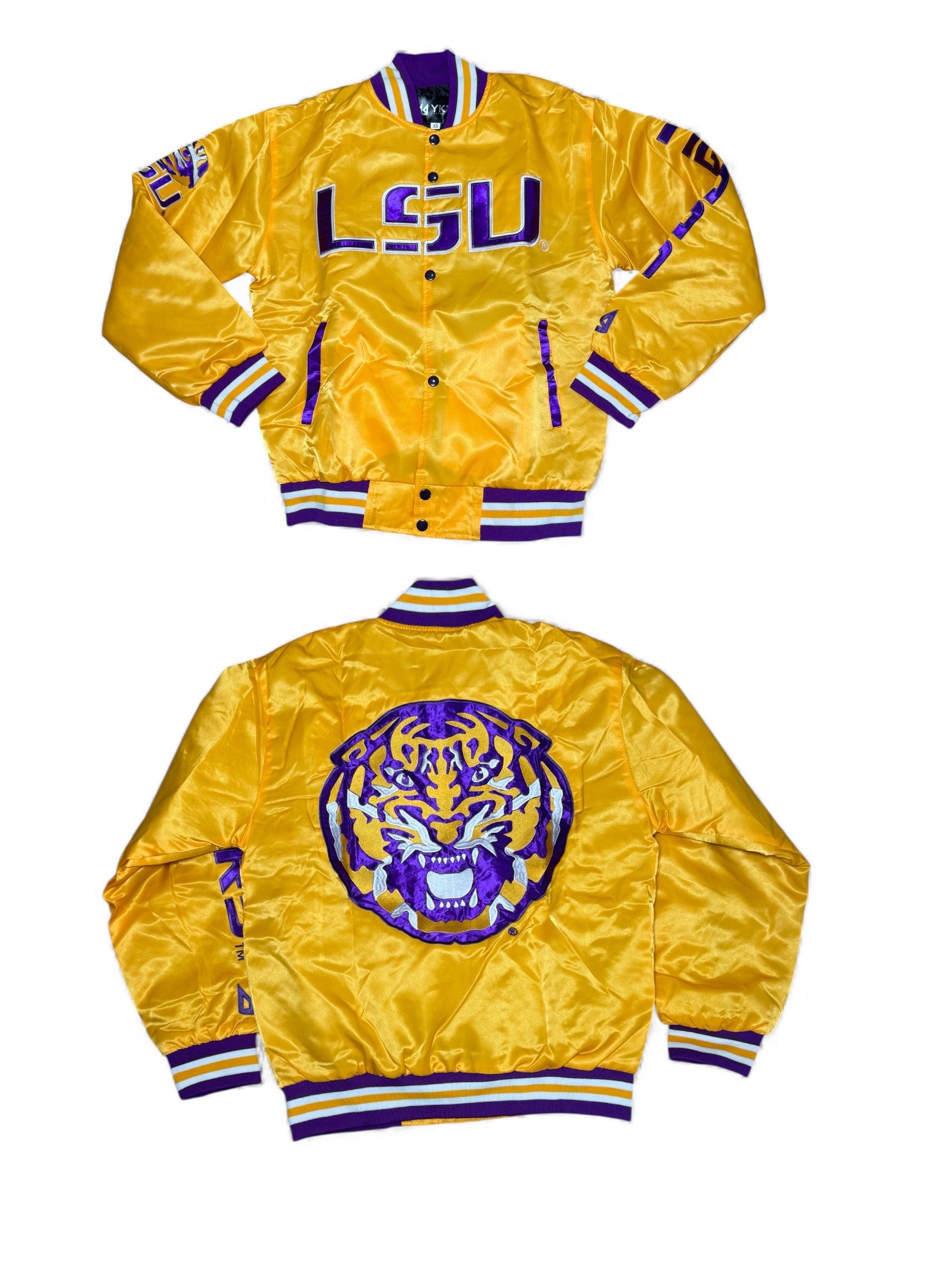 LSU YK1K SATIN VARSITY JACKET GOLD 2.0