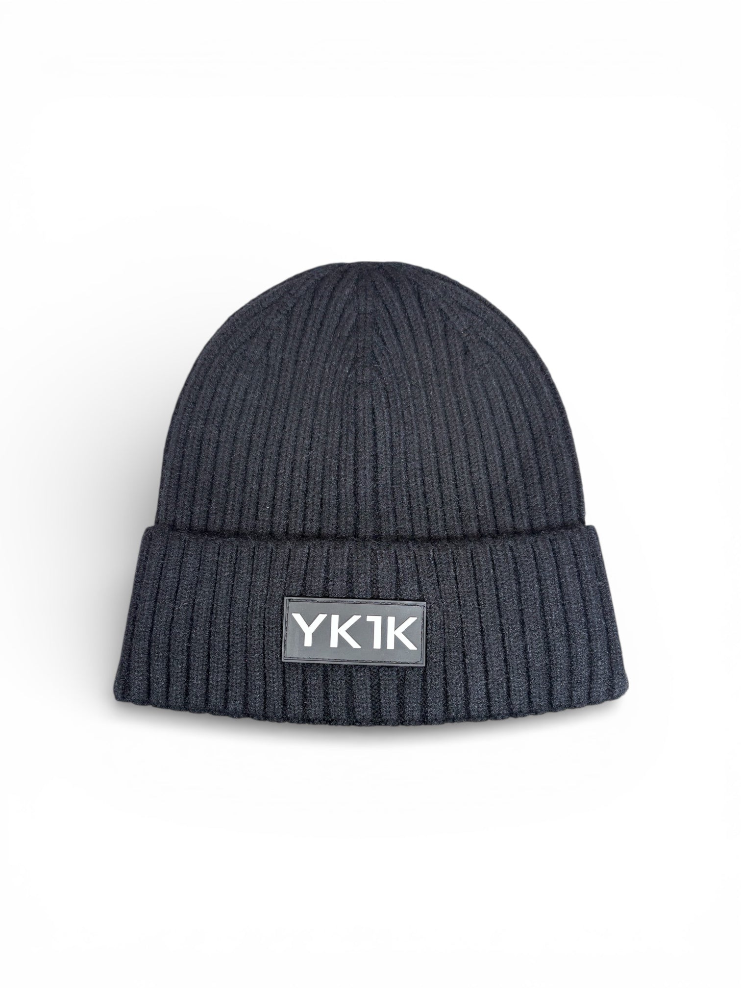 Black YK1K Ribbed Beanie