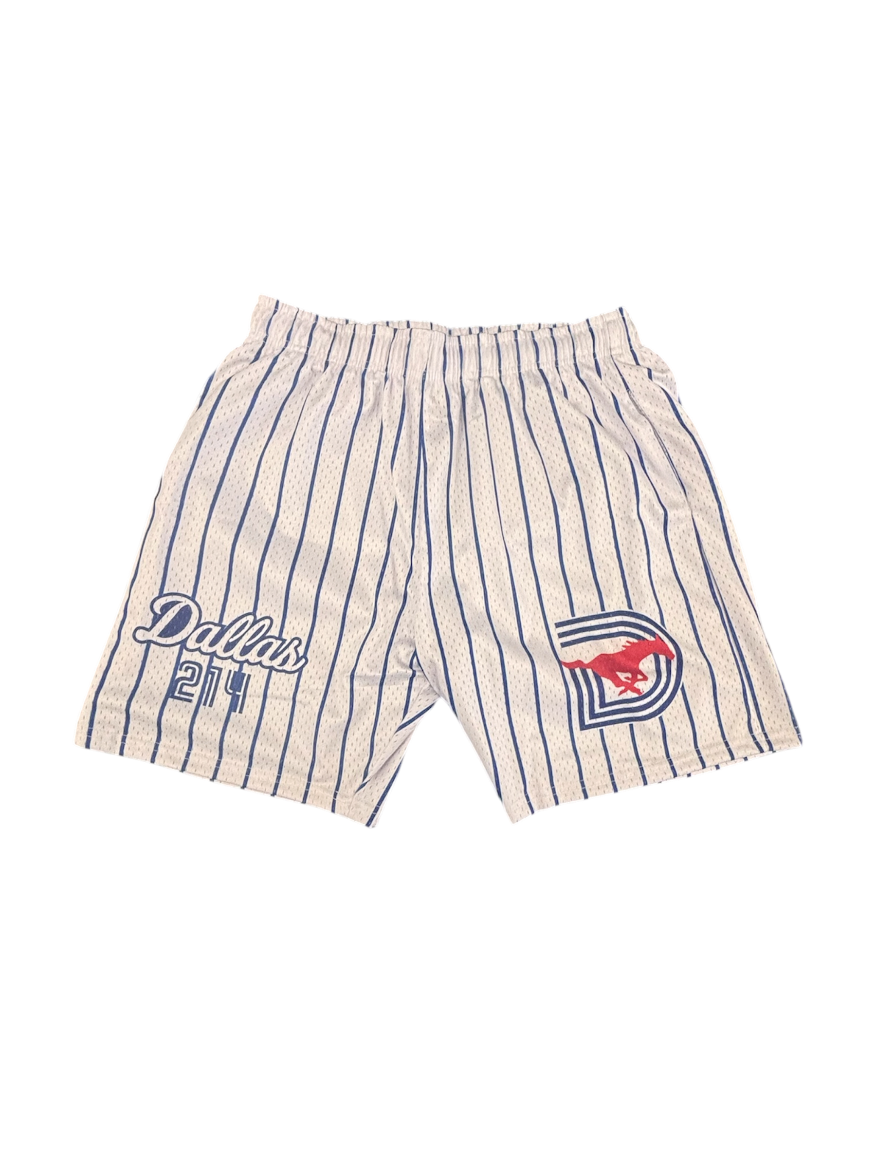 SMU Mesh Basketball Shorts White Blue pinstripe