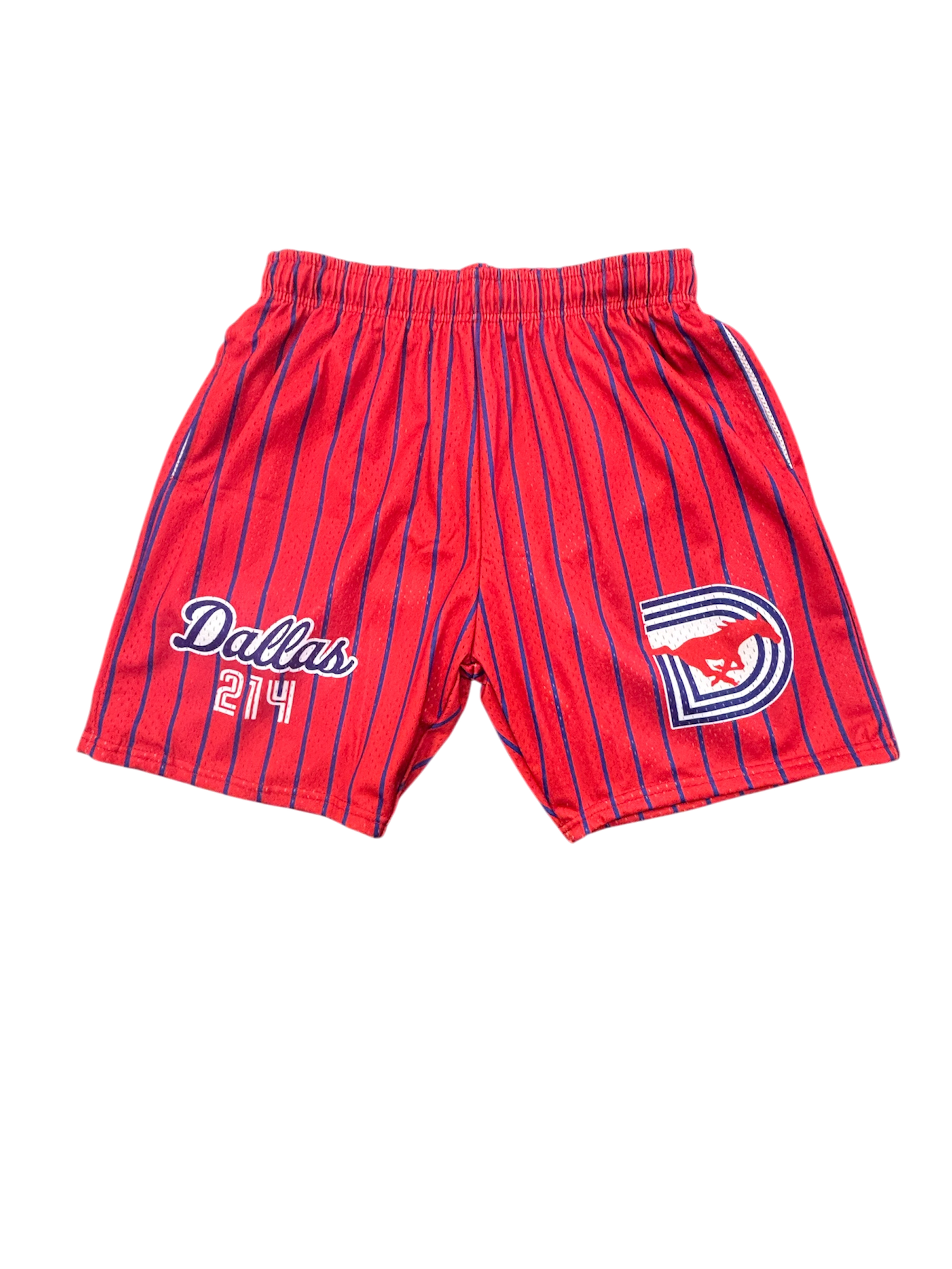SMU Mesh Basketball Shorts Red Blue pinstripe