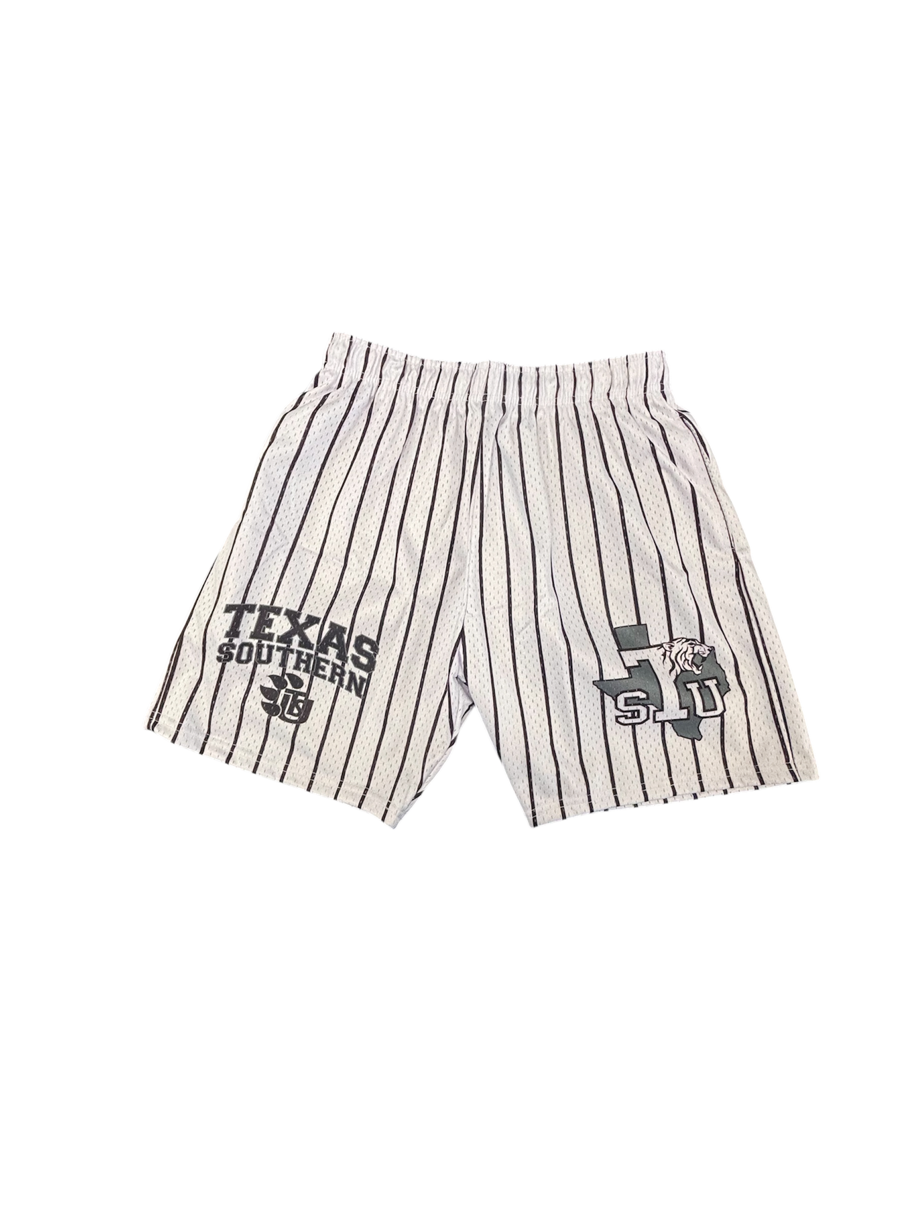 TXSU Mesh Basketball Shorts WHITE MAROON PINSTRIPE