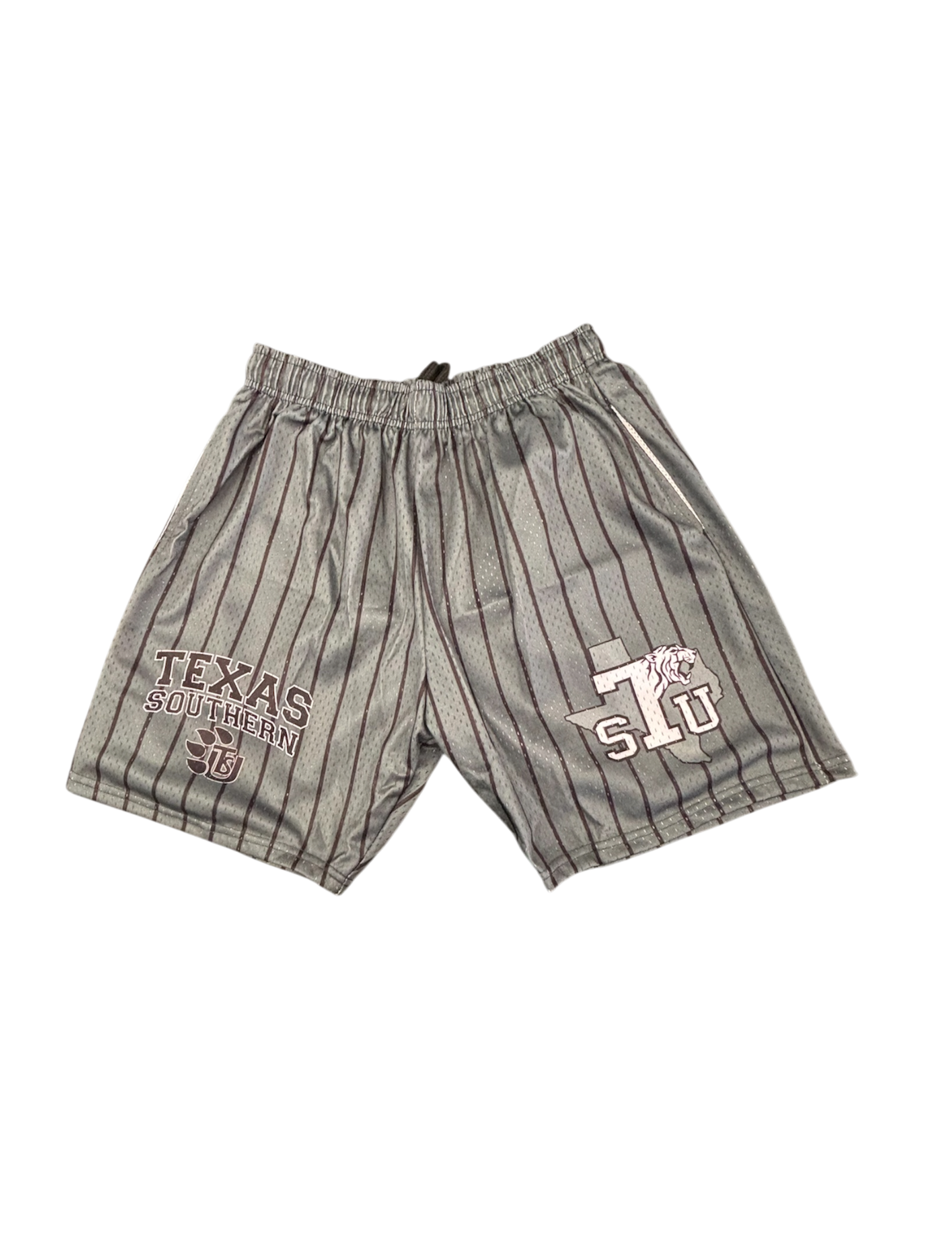 TXSU Mesh Basketball Shorts GREY MAROON PINSTRIPE