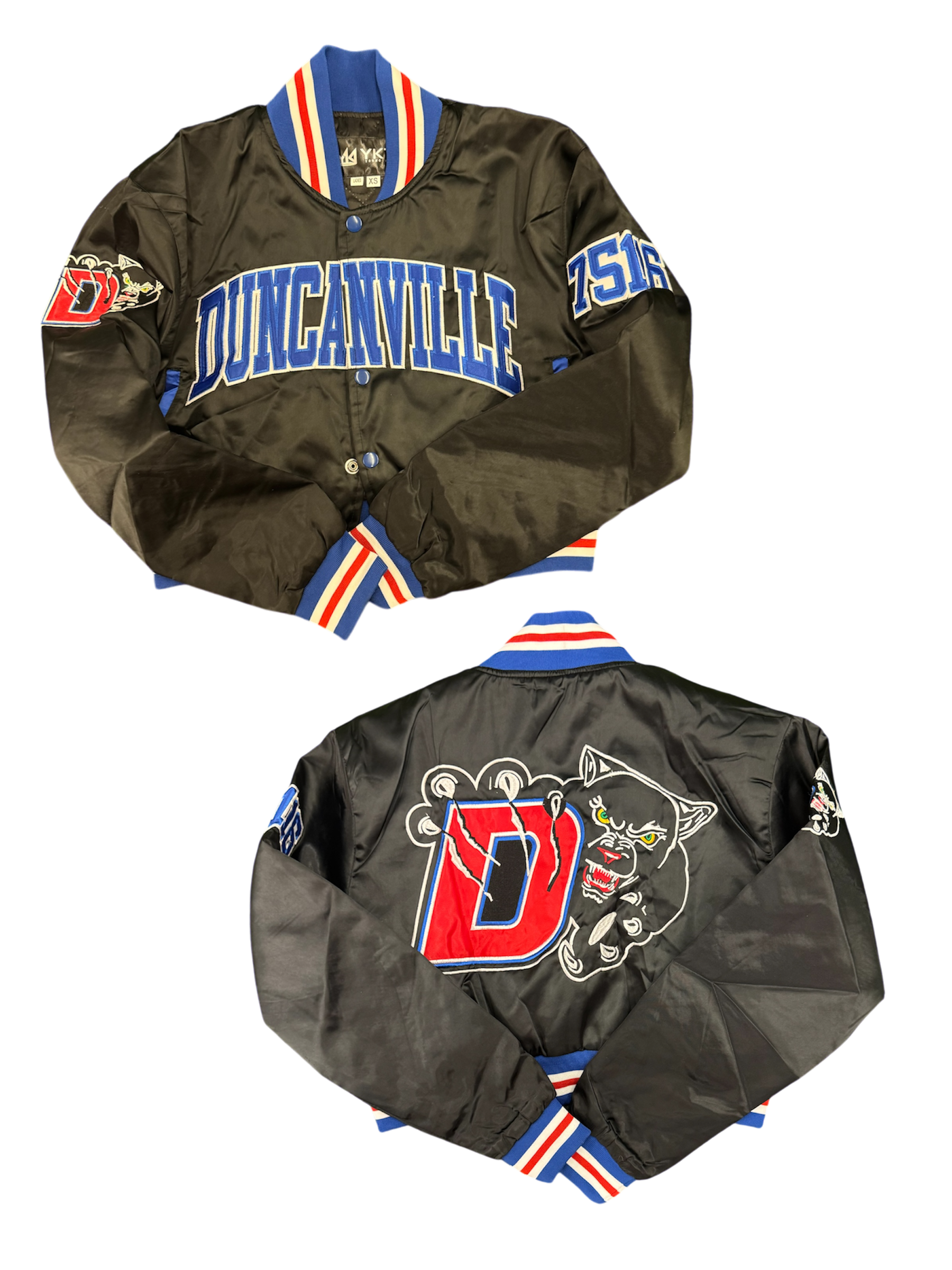 Duncanville YK1K SATIN VARSITY JACKET CROPPED