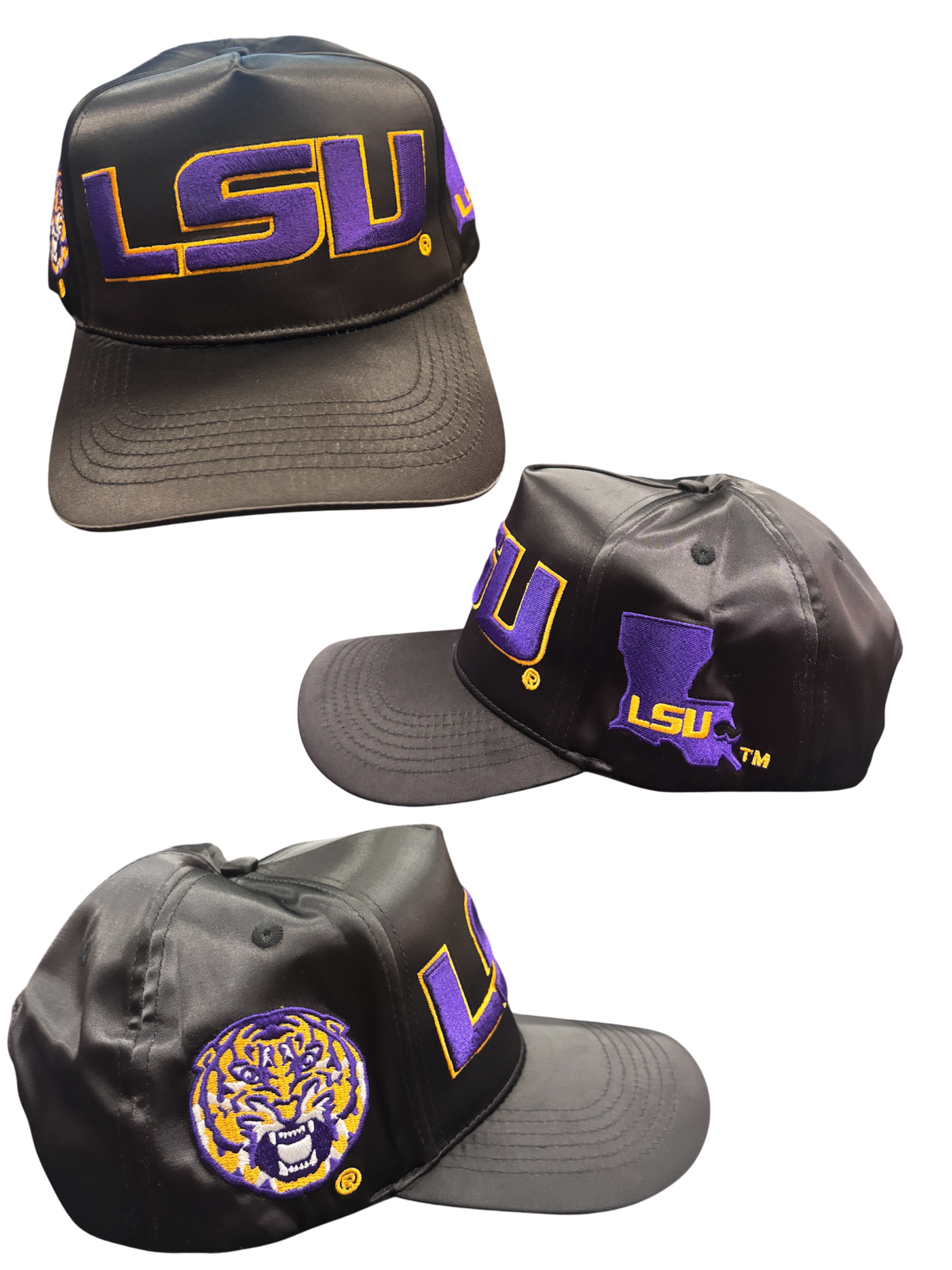 LSU TRUCKER HATS BLACK SILK