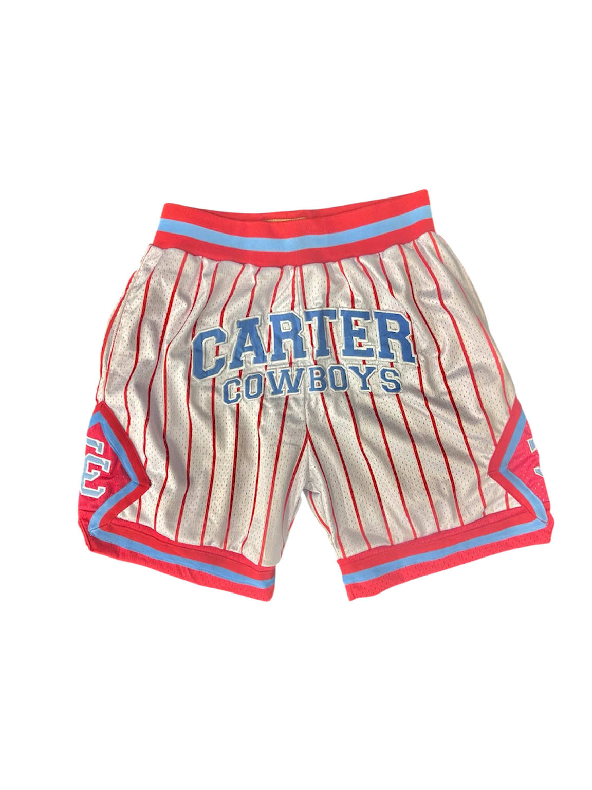 Dallas Carter Basketball Shorts WHITE Red Pinstripe 2026