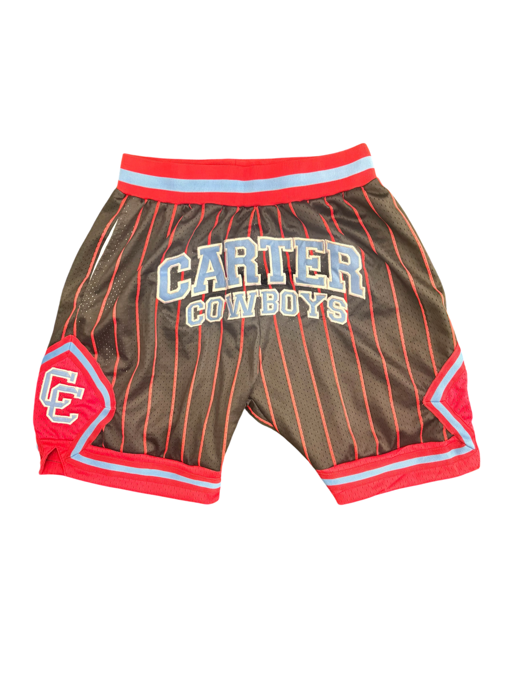 Dallas Carter Basketball Shorts Black Red pinstripe 2026