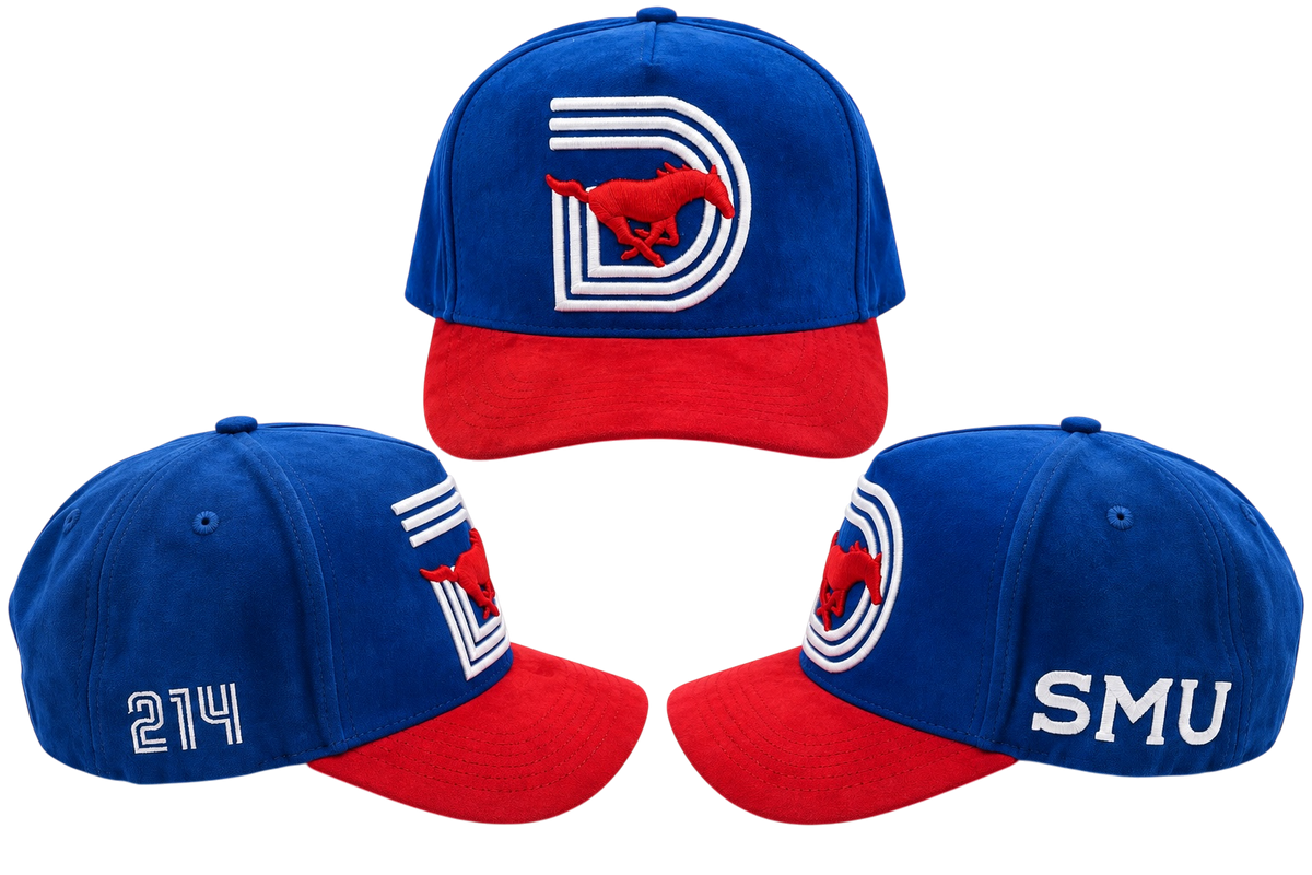 SMU SUEDE HATS BLUE RED BRIM