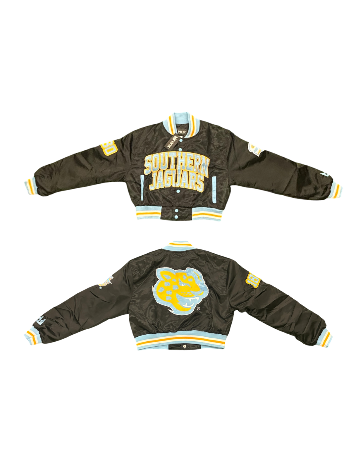 SOUTHERN UNIVERISTY YK1K SATIN VARSITY JACKET CROPPED Black