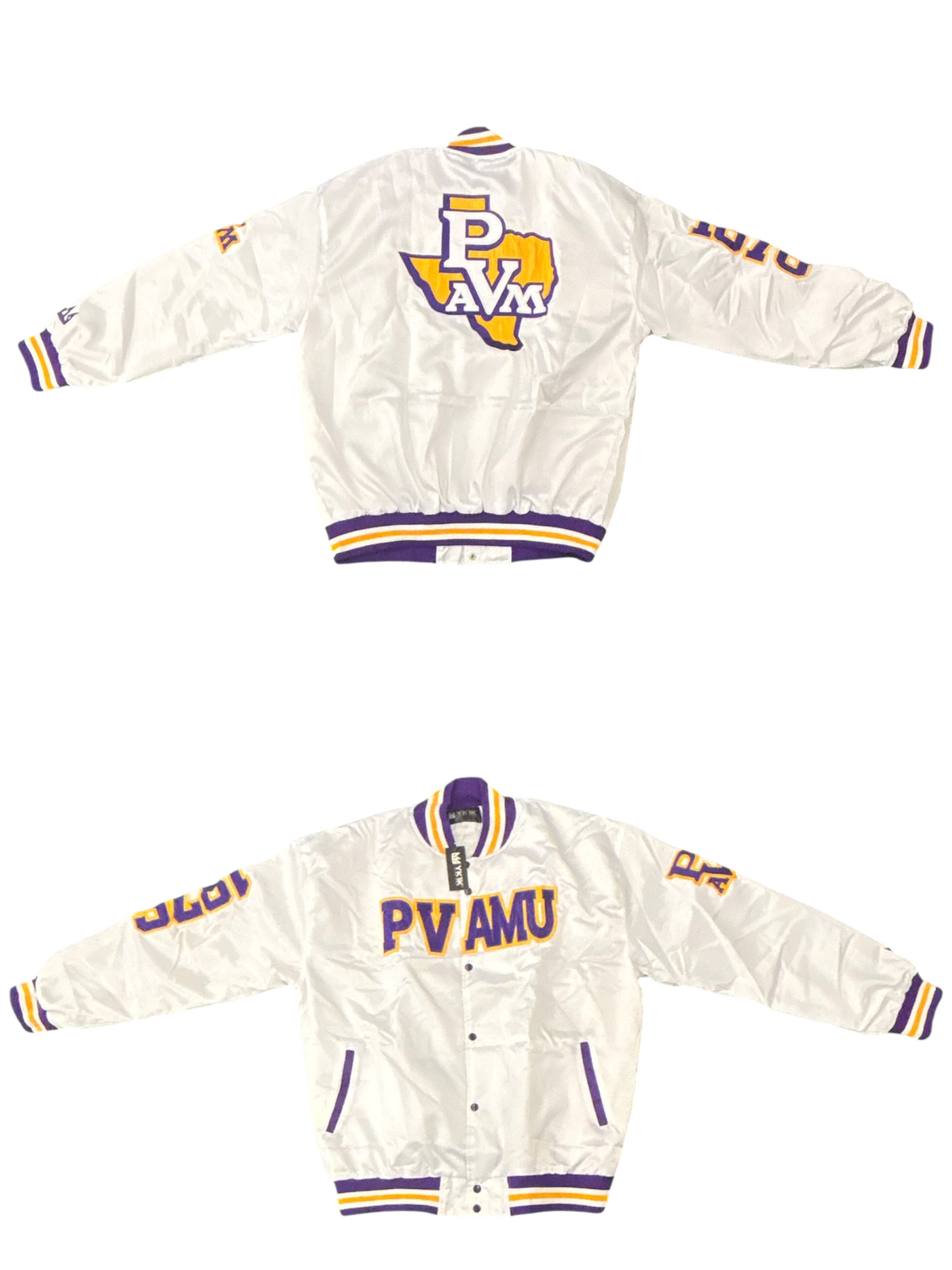 PVAMU YK1K SATIN VARSITY JACKET White