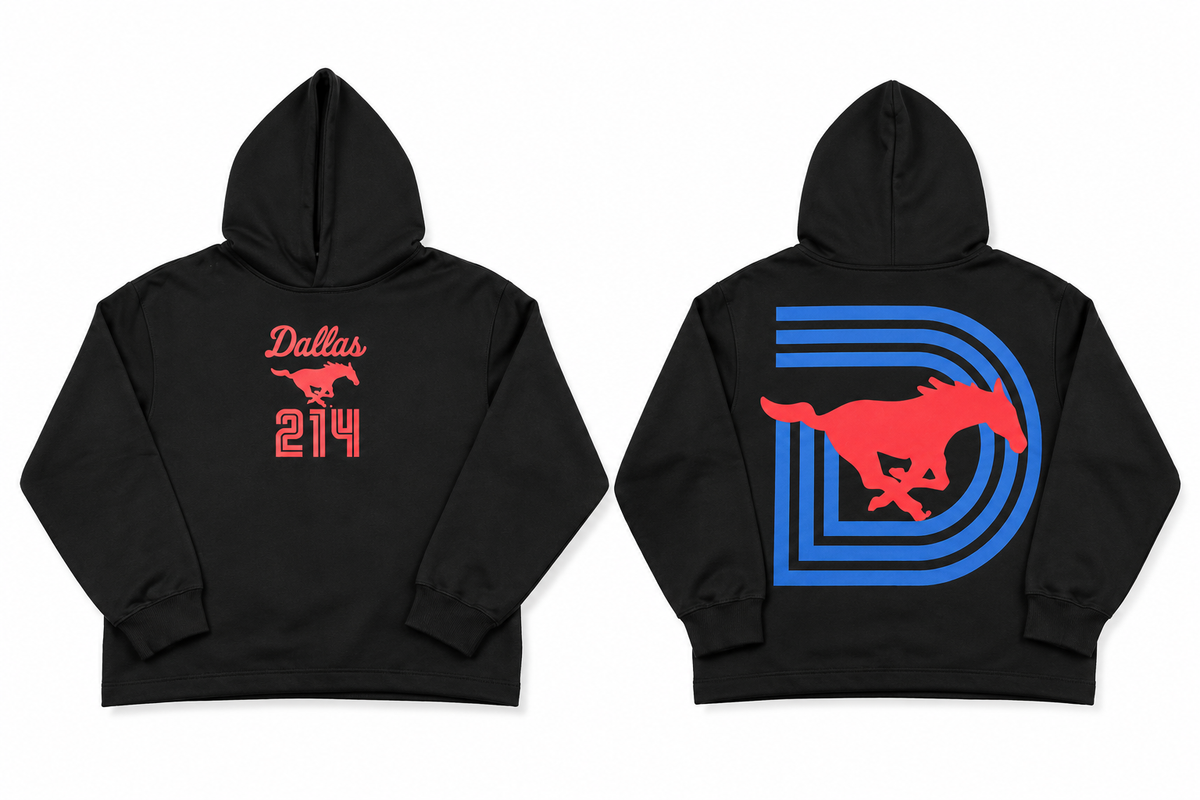 SMU DALLAS 214 HOODIE BLACK CROPPED