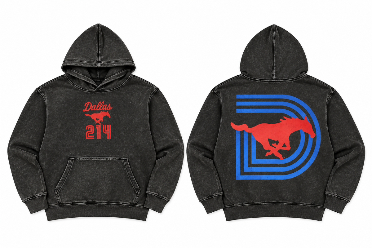 SMU DALLAS 214 HOODIE ACID BLACK