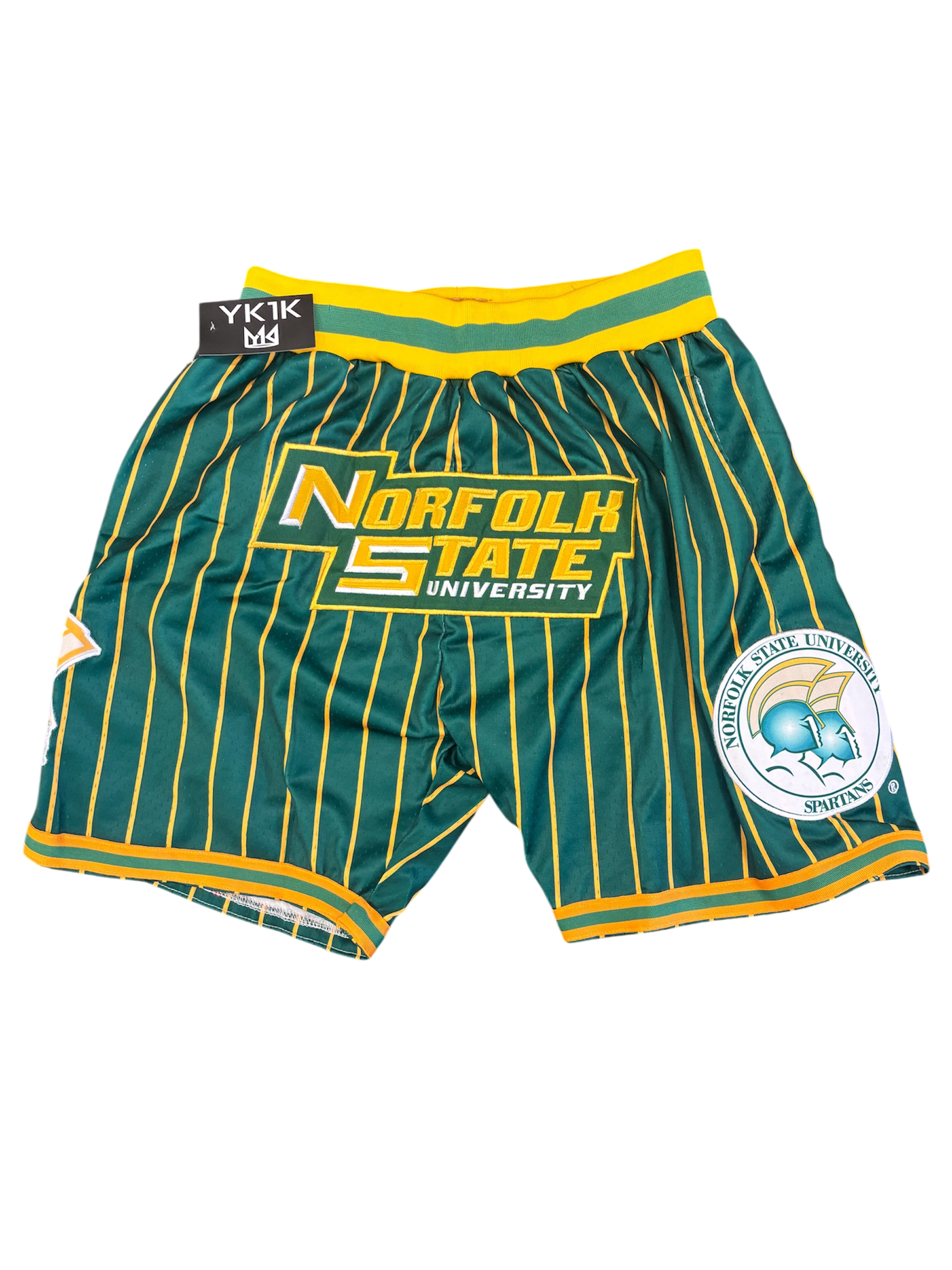 NORFOLK STATE BASKETBALL Green Shorts Gold Pinstripes