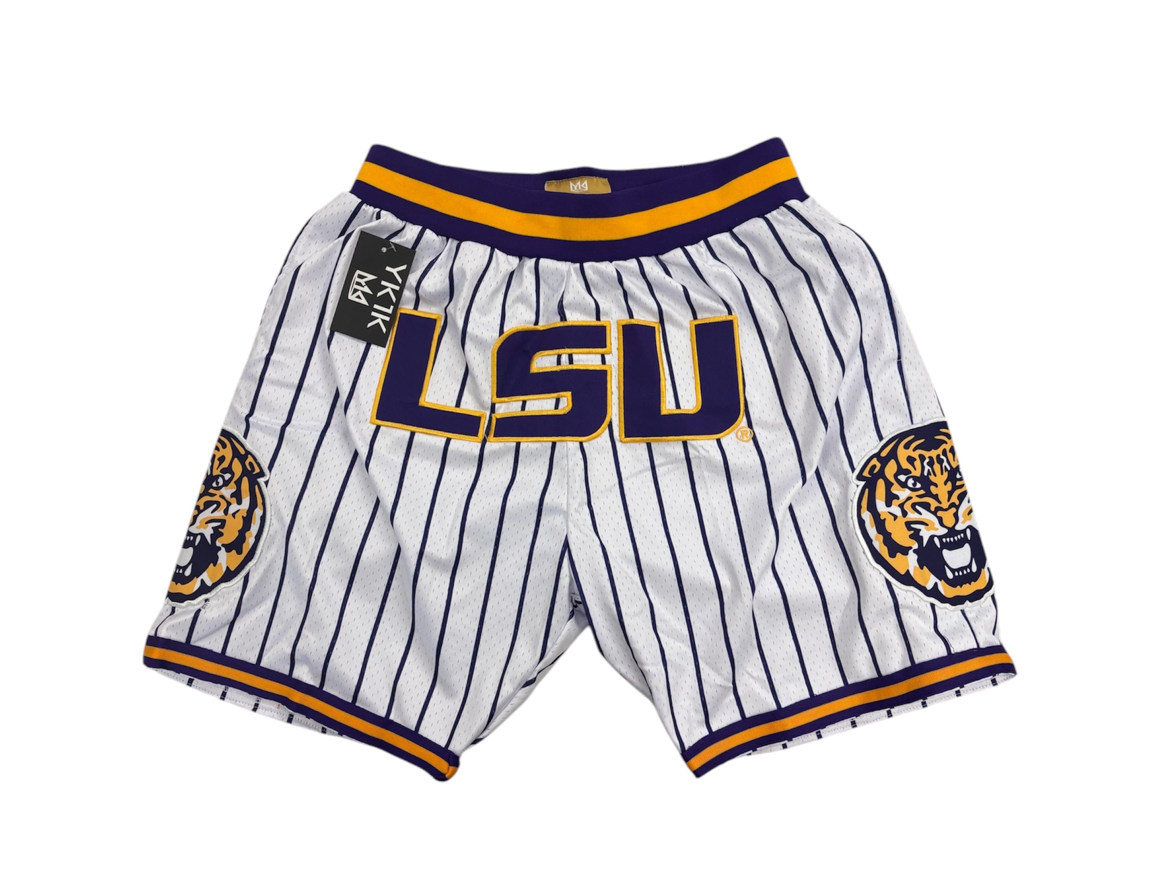 WHITE PURPLE PINSTRIPES LSU BASKETBALL SHORTS