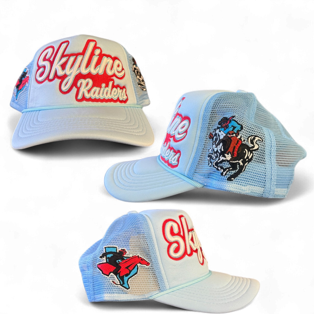 SKYLINE HIGHSCHOOL TRUCKER HATS BABY BLUE