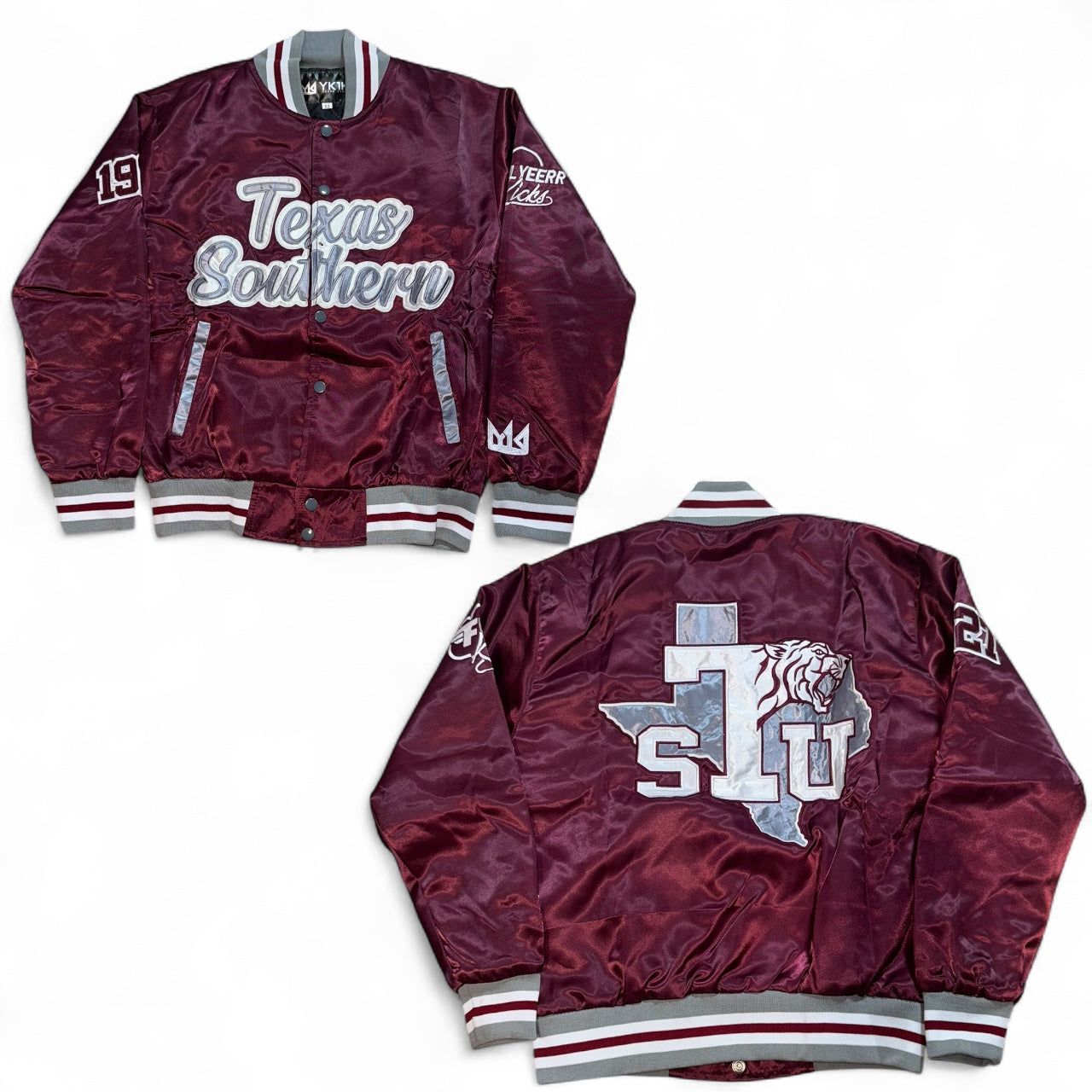 TEXAS SOUTHERN  YK1K SATIN VARSITY JACKET  MAROON