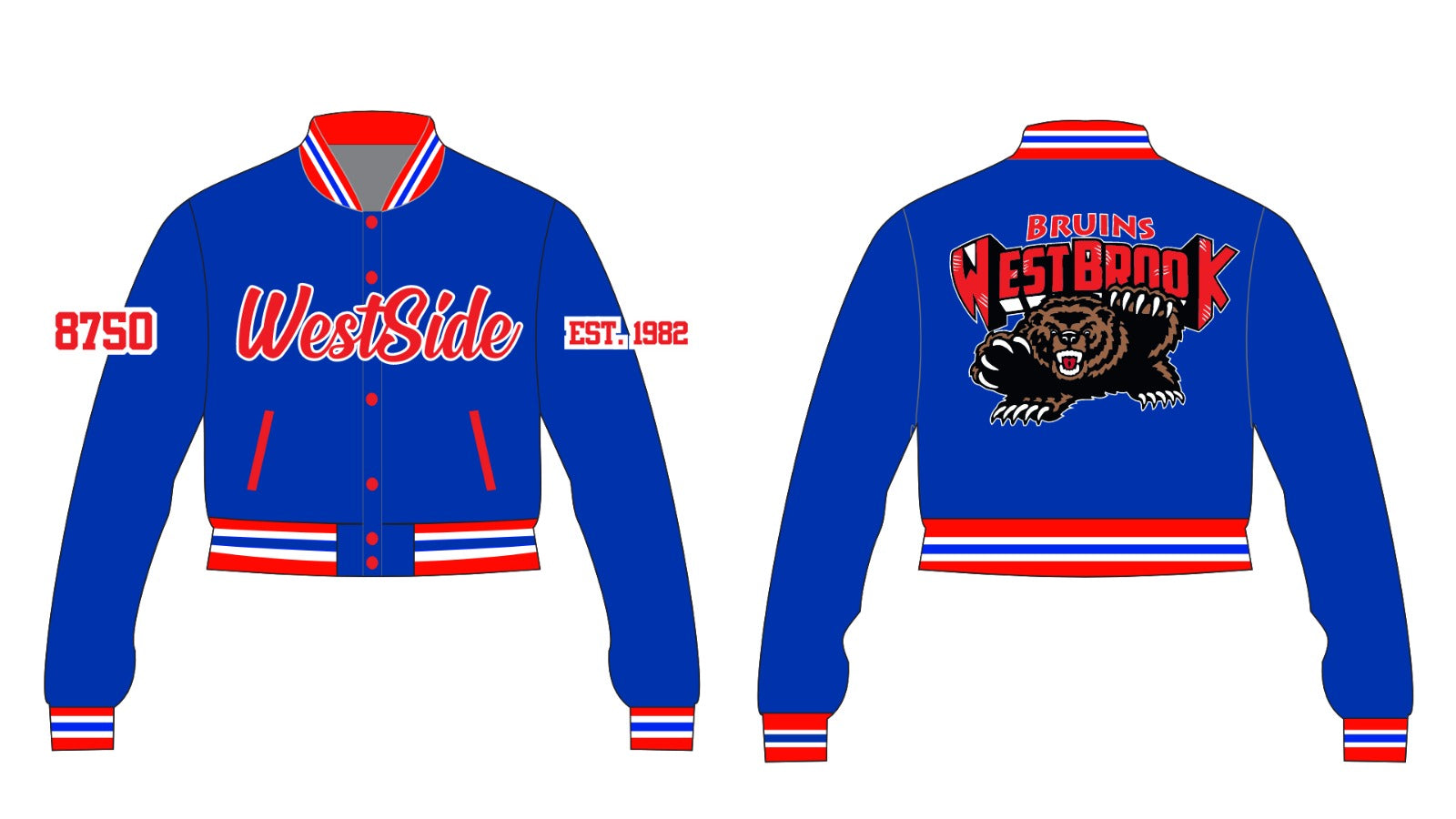 Westbrook YK1K SATIN VARSITY JACKET PRE-ORDER  WOMEN CROP BLUE