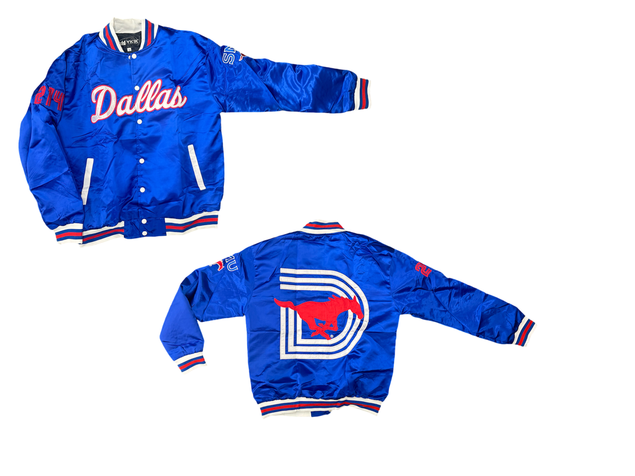 Smu/ YK1K SATIN VARSITY JACKET  BLUE