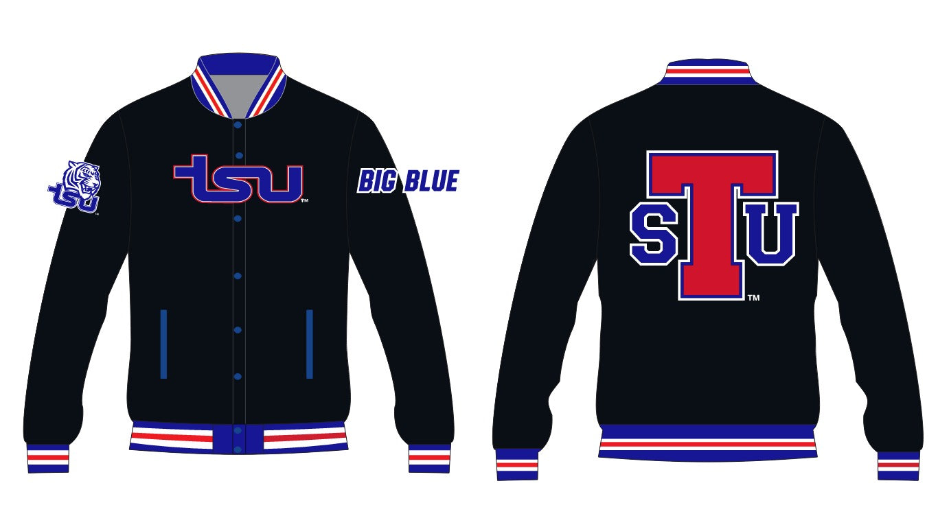 TSU/YK1K SATIN VARSITY JACKET  BLACK