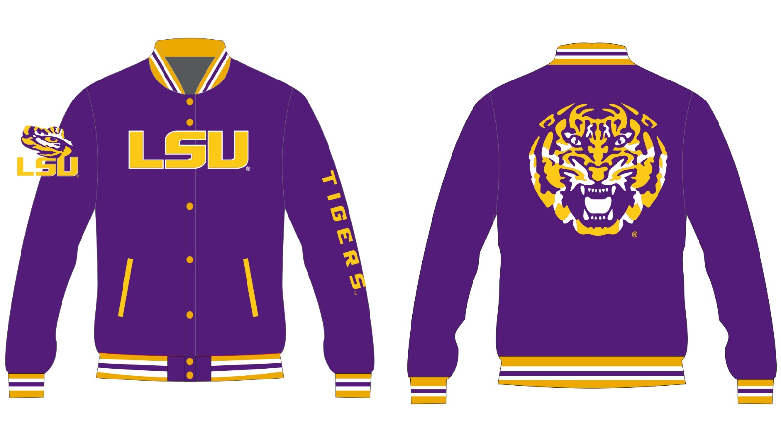 LSU YK1K SATIN VARSITY JACKET PURPLE Preorder