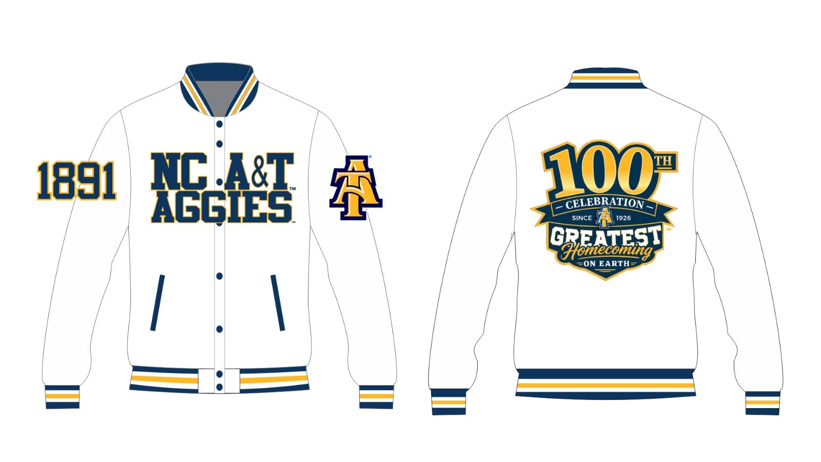 NC A&T 100th Anniversary Greatest Homecoming Jacket – PRE-ORDER WHITE