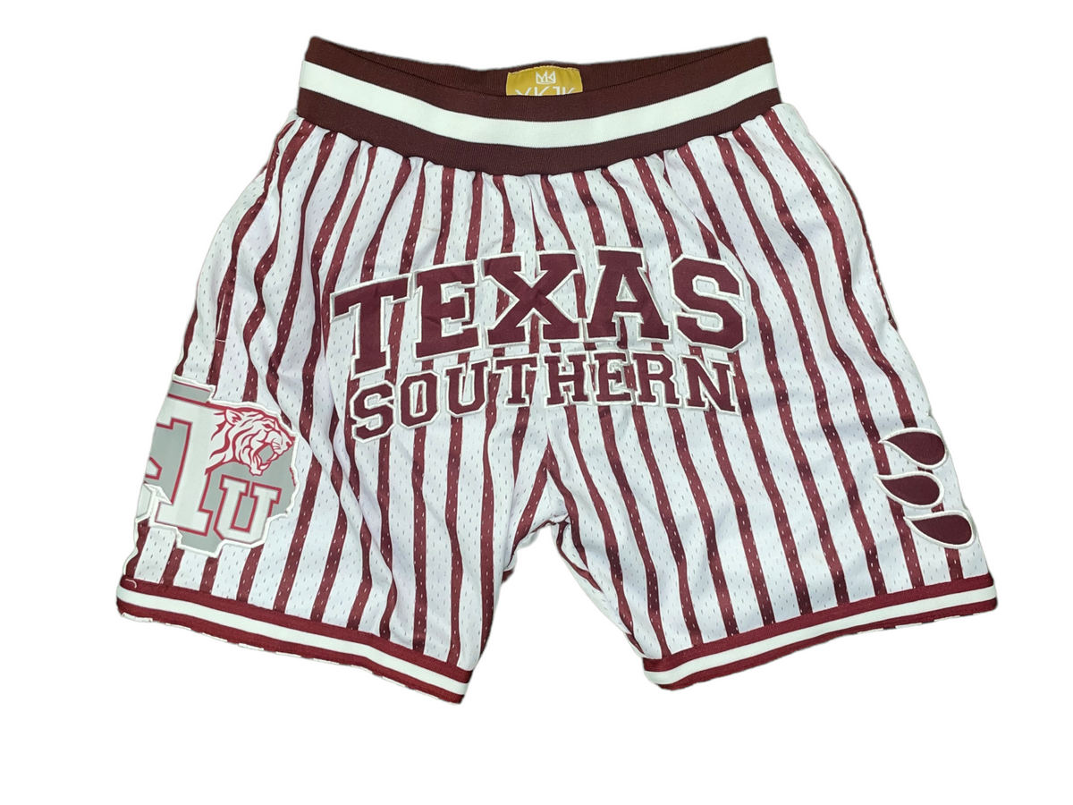 Texas Southern BASKETBALL SHORTS WHITE MAROON PINSTRIPES