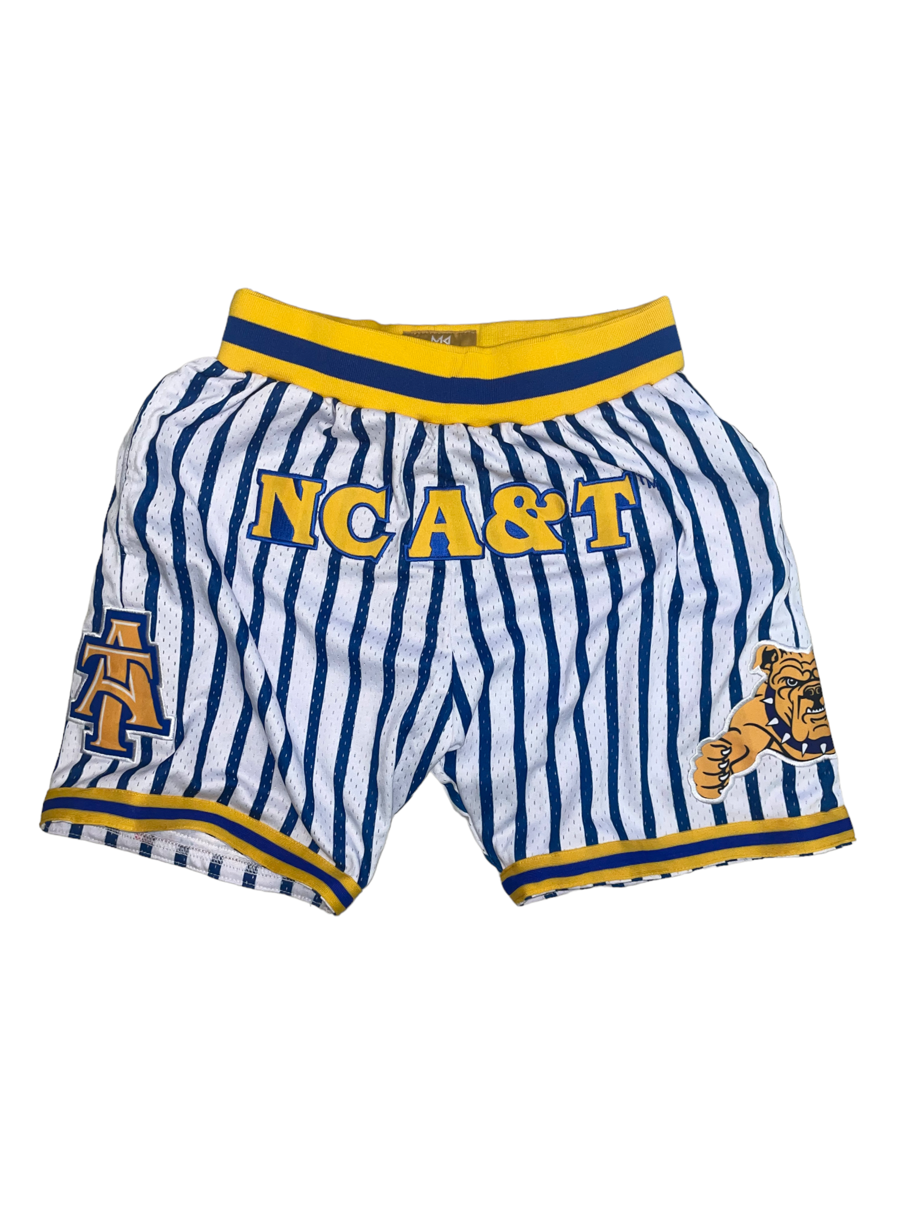 NCAT BASKETBALL SHORTS white Aggie blue pinstripes PRE-ORDER