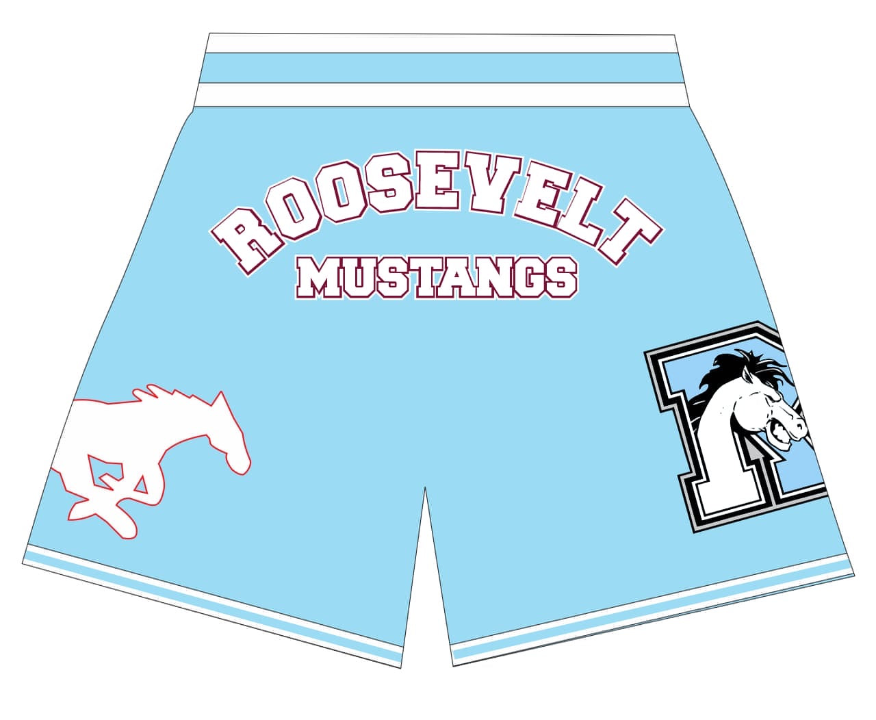 Roosevelt Mustangs BASKETBALL SHORTS COLUMBIA BLUE PRE-ORDER