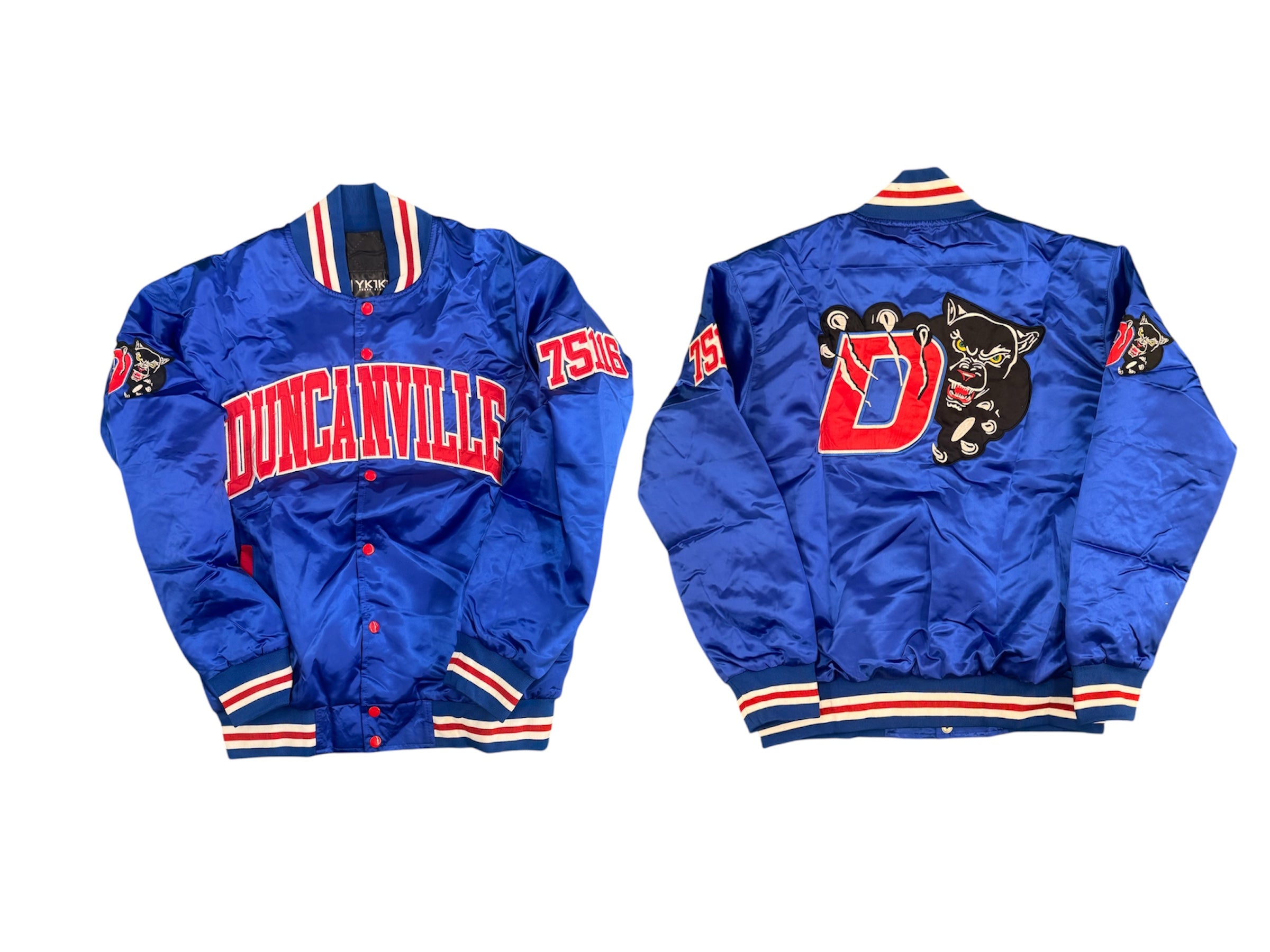 DUNCANVILLE YK1K SATIN VARSITY JACKET BLUE
