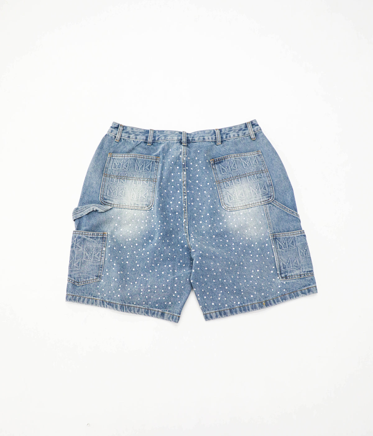 YK1K Embellished Denim Workwear Shorts