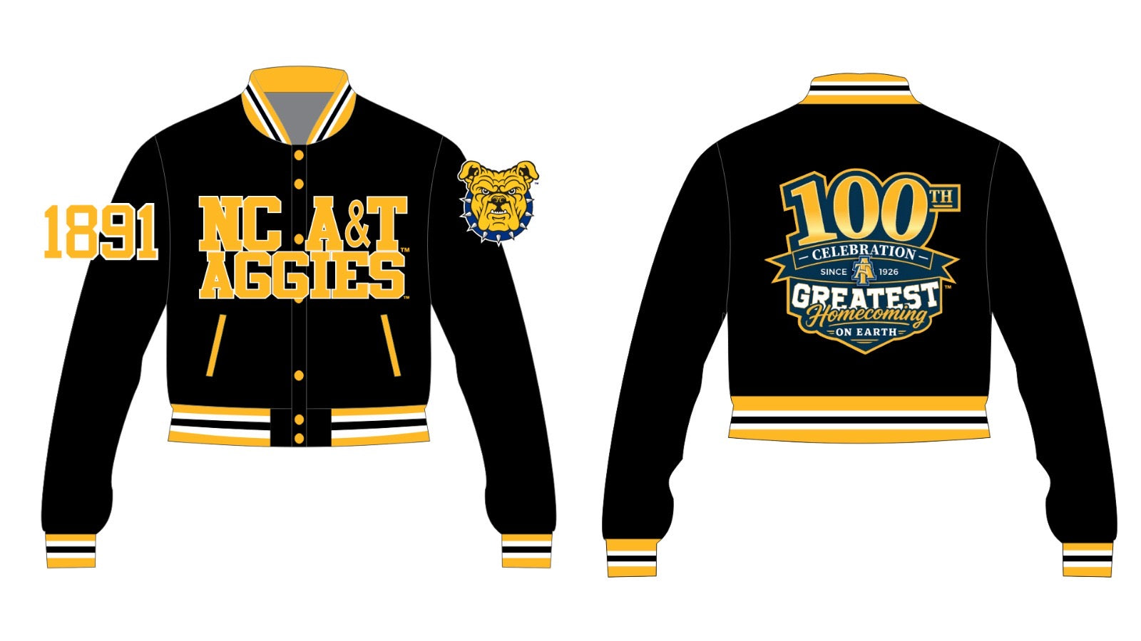 NC A&T 100th Homecoming Women’s Crop Jacket – PRE-ORDER  BLACK