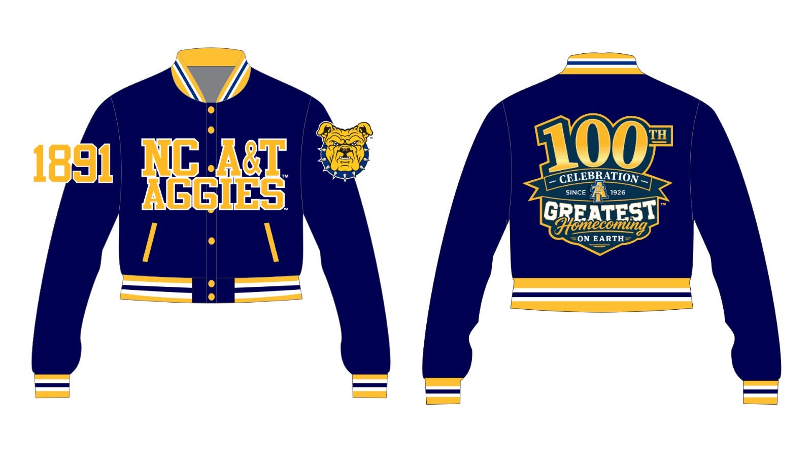 NC A&T 100th Homecoming Women’s Crop Jacket – PRE-ORDER
