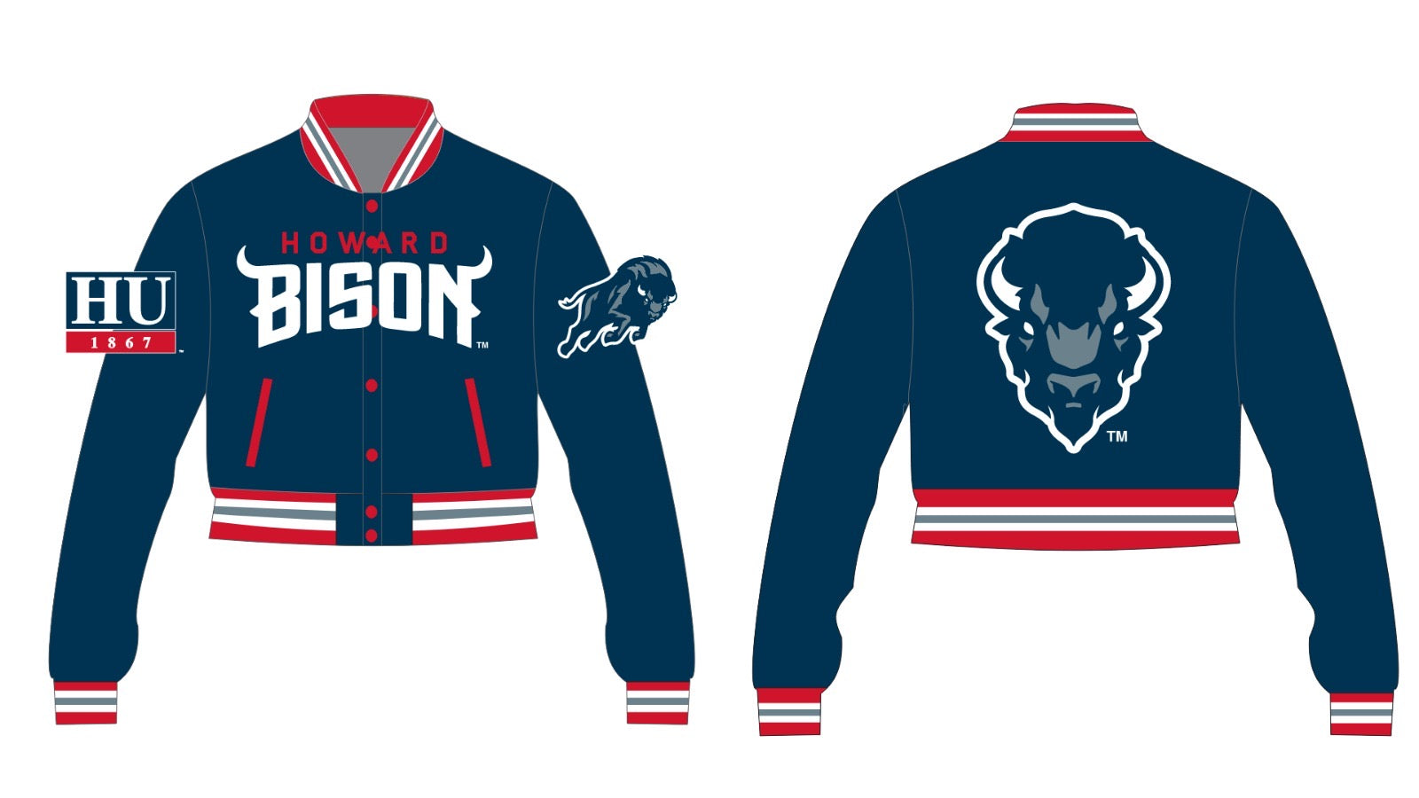 HOWARD YK1K SATIN VARSITY JACKET CROPPED NAVY