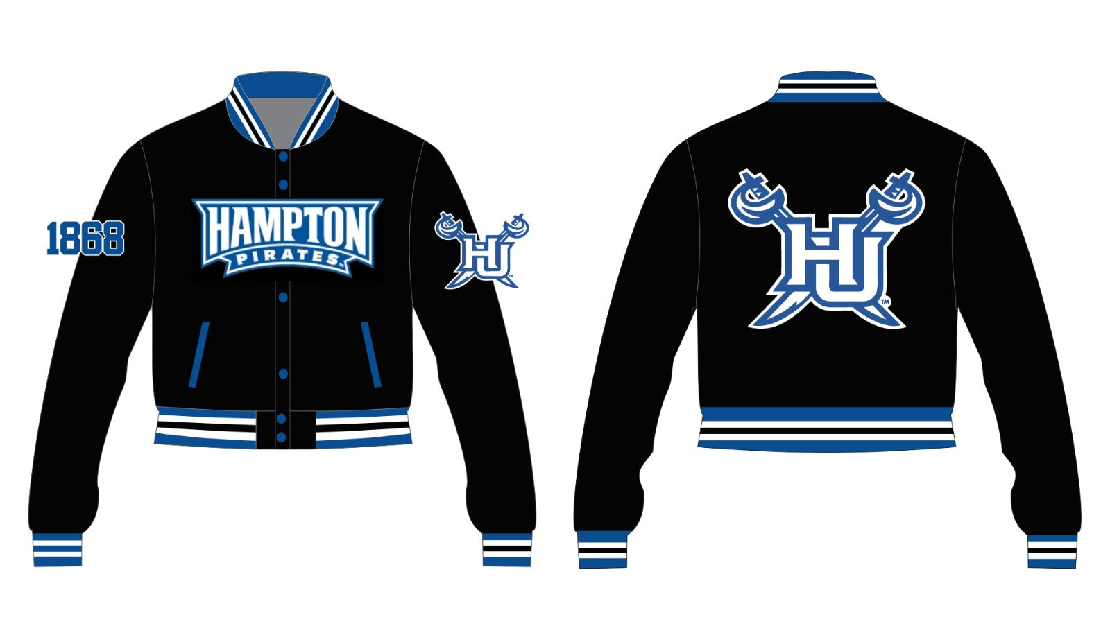 Hampton YK1K SATIN VARSITY JACKET CROPPED Black