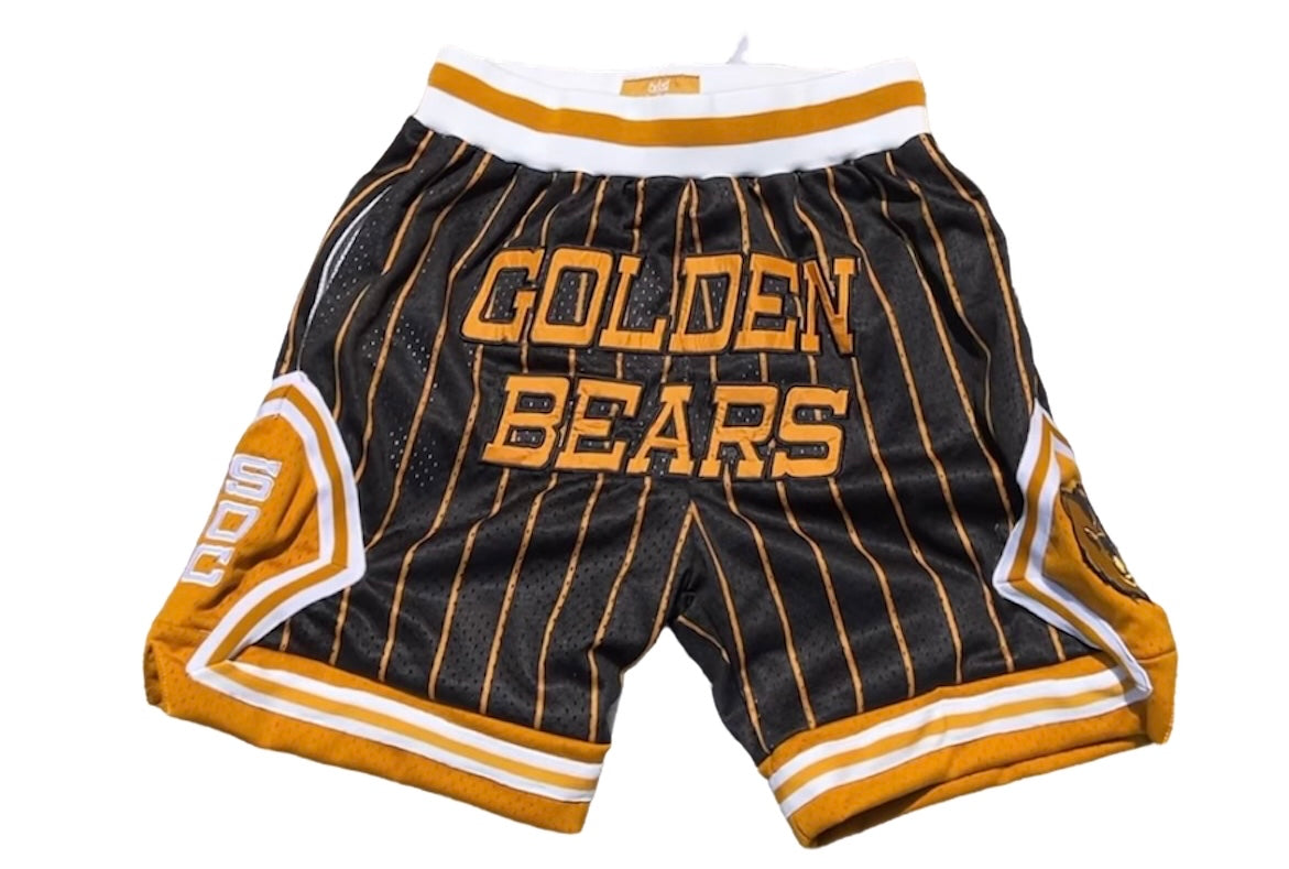 SOUTH OAK CLIFF BASKETBALL SHORTS BLACK GOLD PINSTRIPES