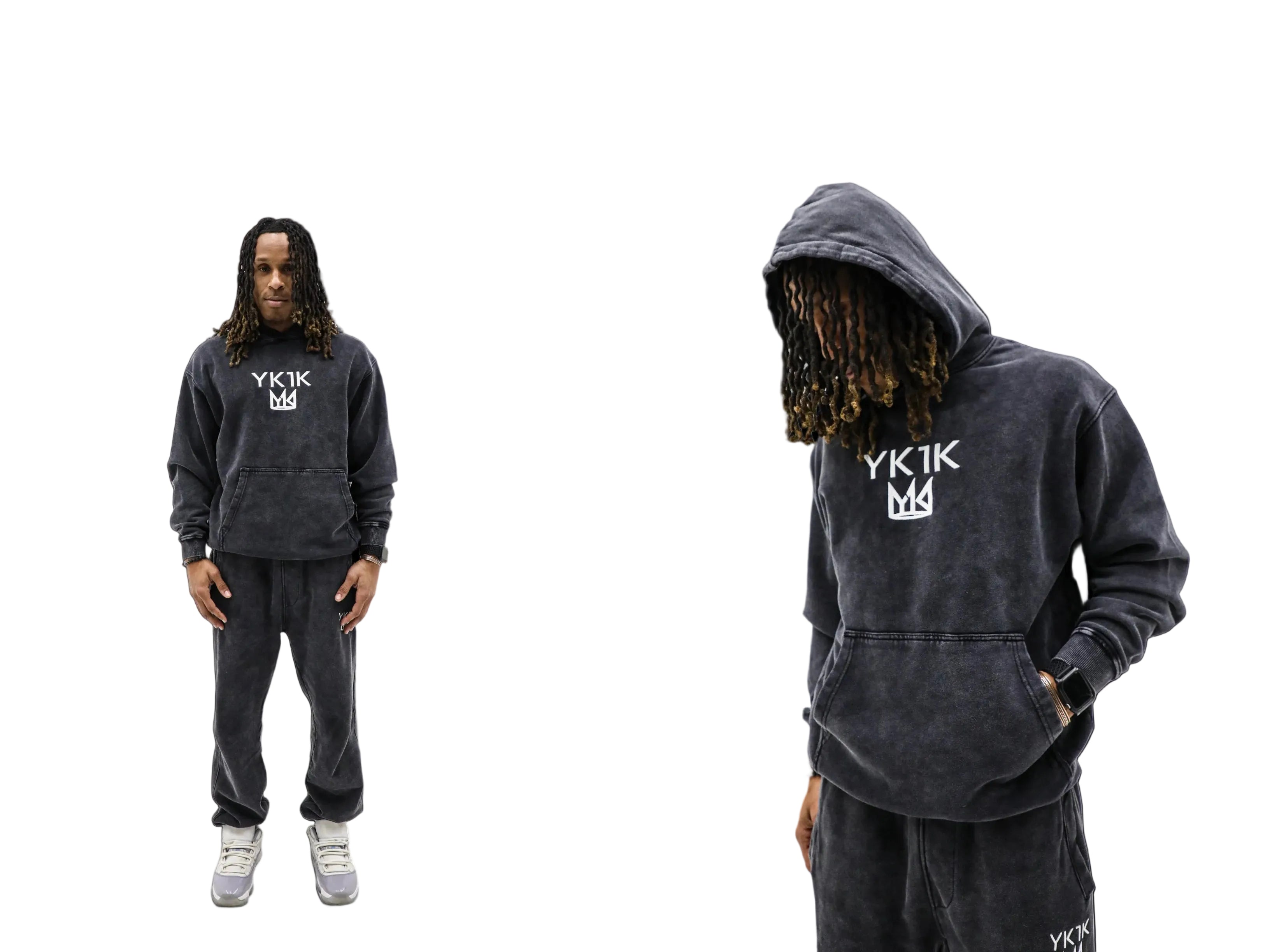 YK1K Washed Fleece Hoodie & Jogger Set