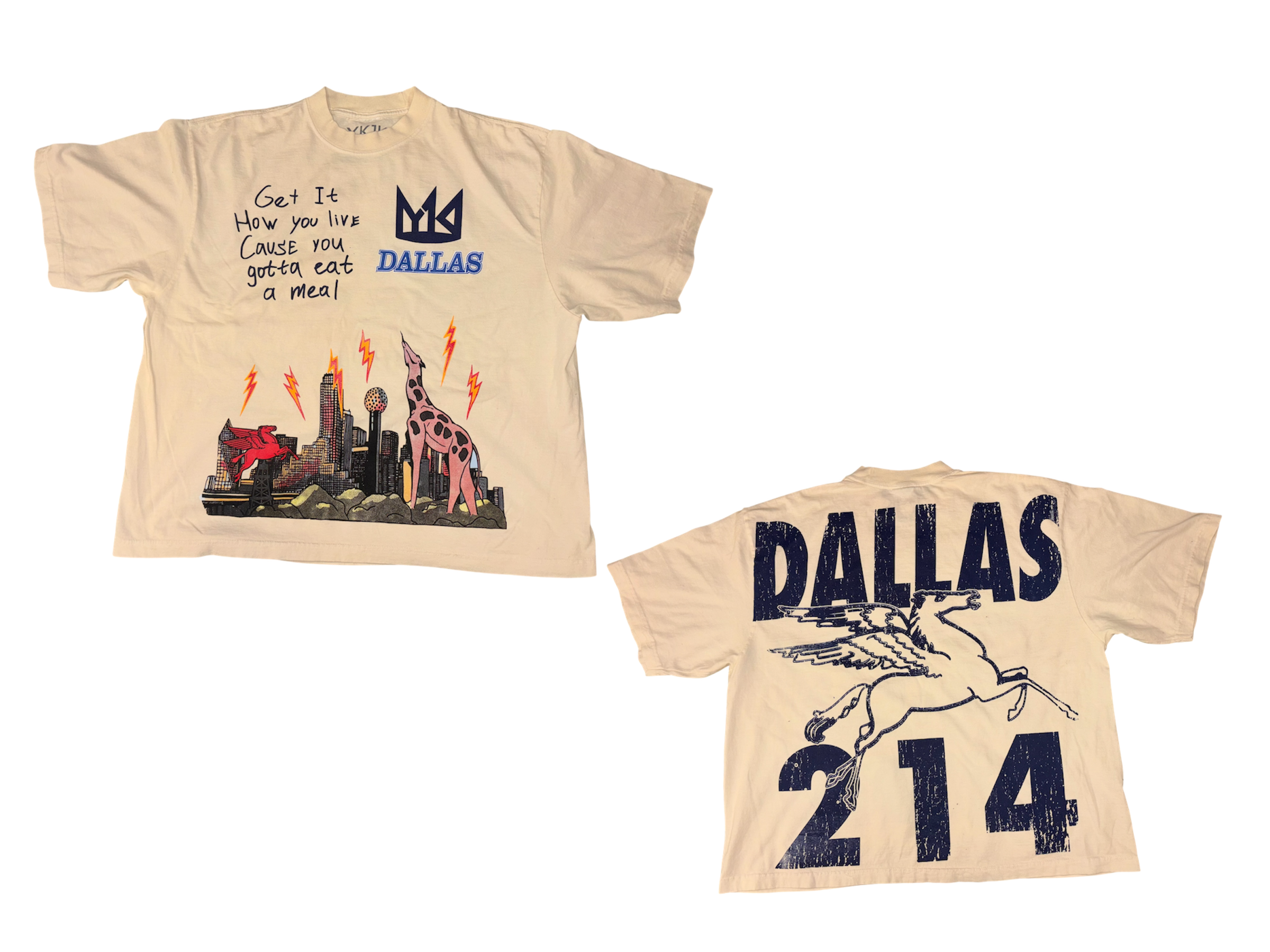 THIS IS DALLAS SHIRT CREAM NAVY BLUE PRINT