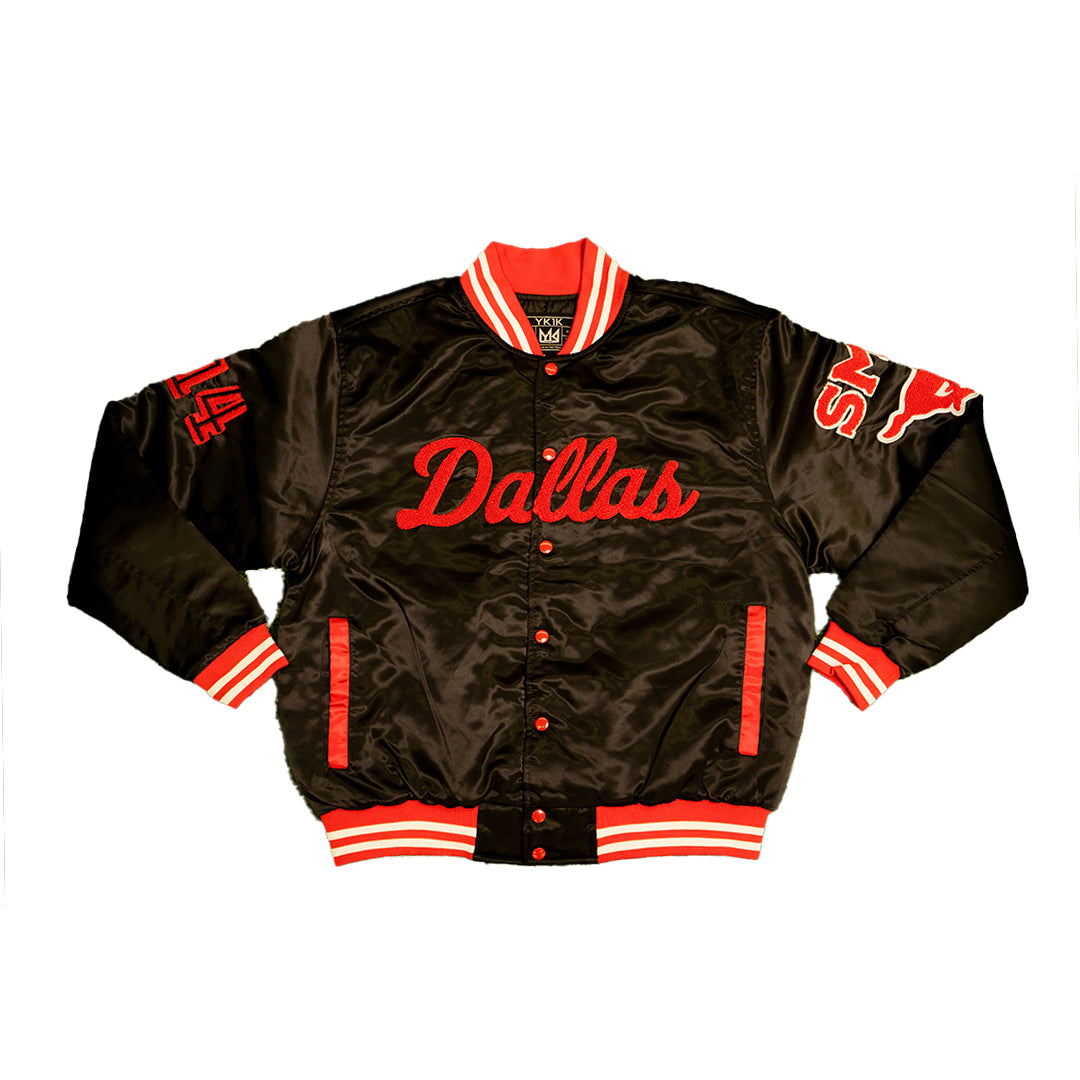 Smu/ YK1K SATIN VARSITY JACKET BLACK 3.0