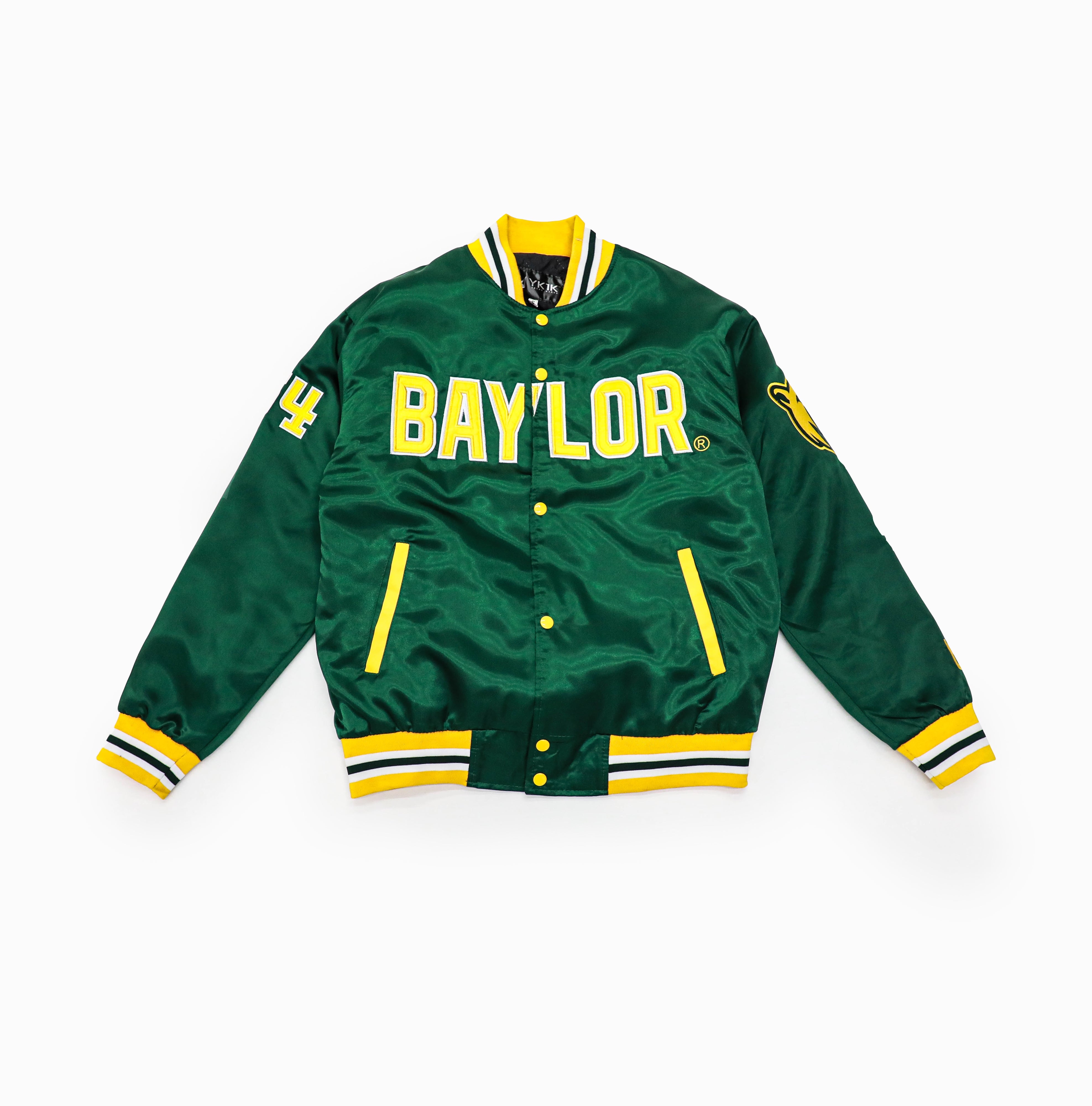 BAYLOR FULL-LENGTH SATIN VARSITY JACKET GREEN