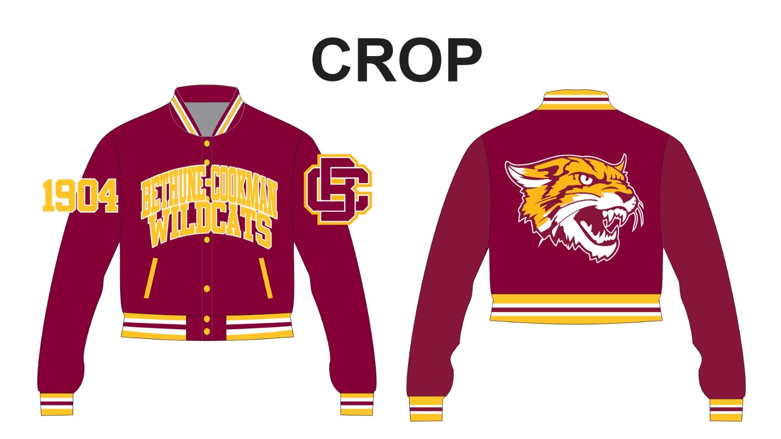 Bethune-Cookman University YK1K SATIN VARSITY JACKET CROPPED PRE-ORDER