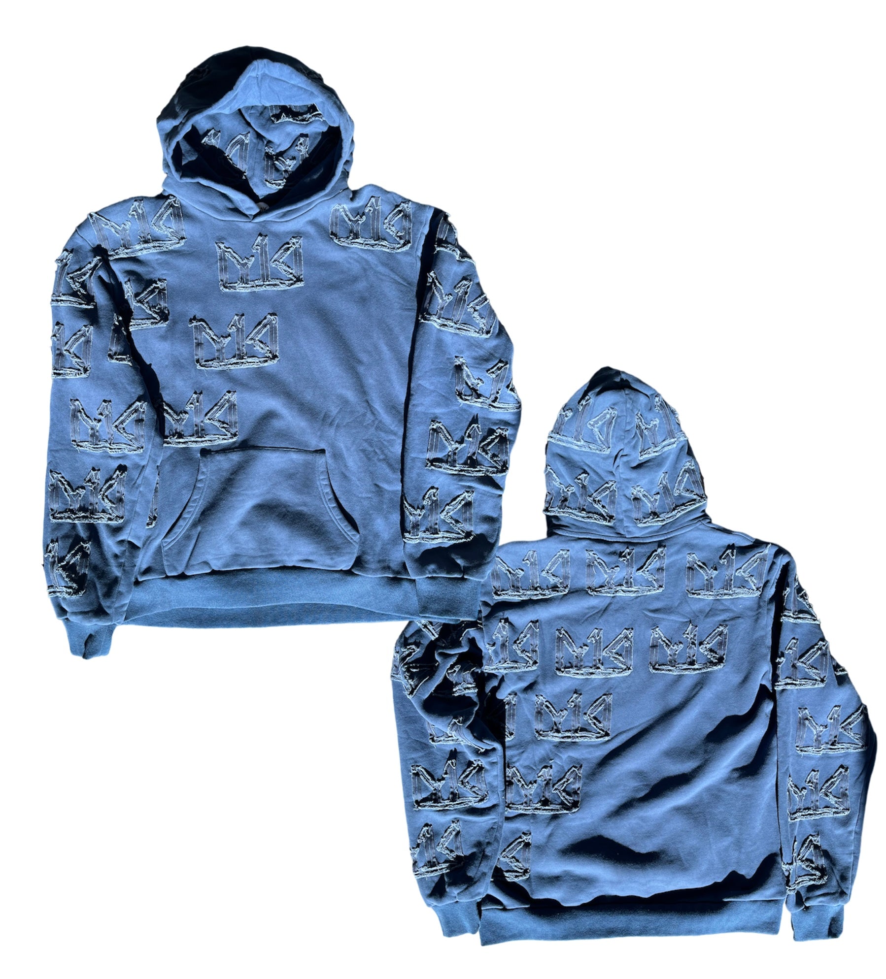 YK1K  Logo- EMBROIDERED Distressed-OVERSIZE Effect Hoodie