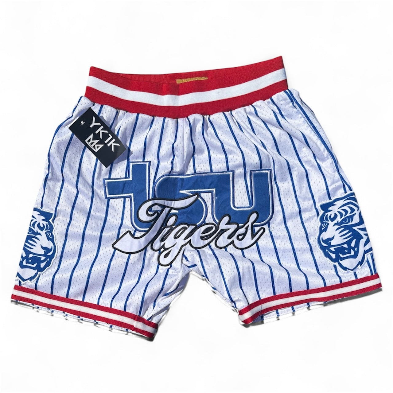 TSU TIGER BASKETBALL SHORTS WHITE/ BLUE PINSTRIPES